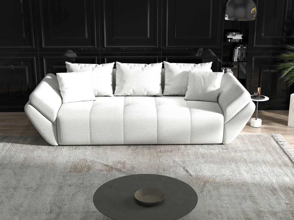 Canapea extensibilă dumonde cu ladă de depozitare si sezut confortabil din spuma high-density, Berlin Euphoria Ivory 250x100 cm