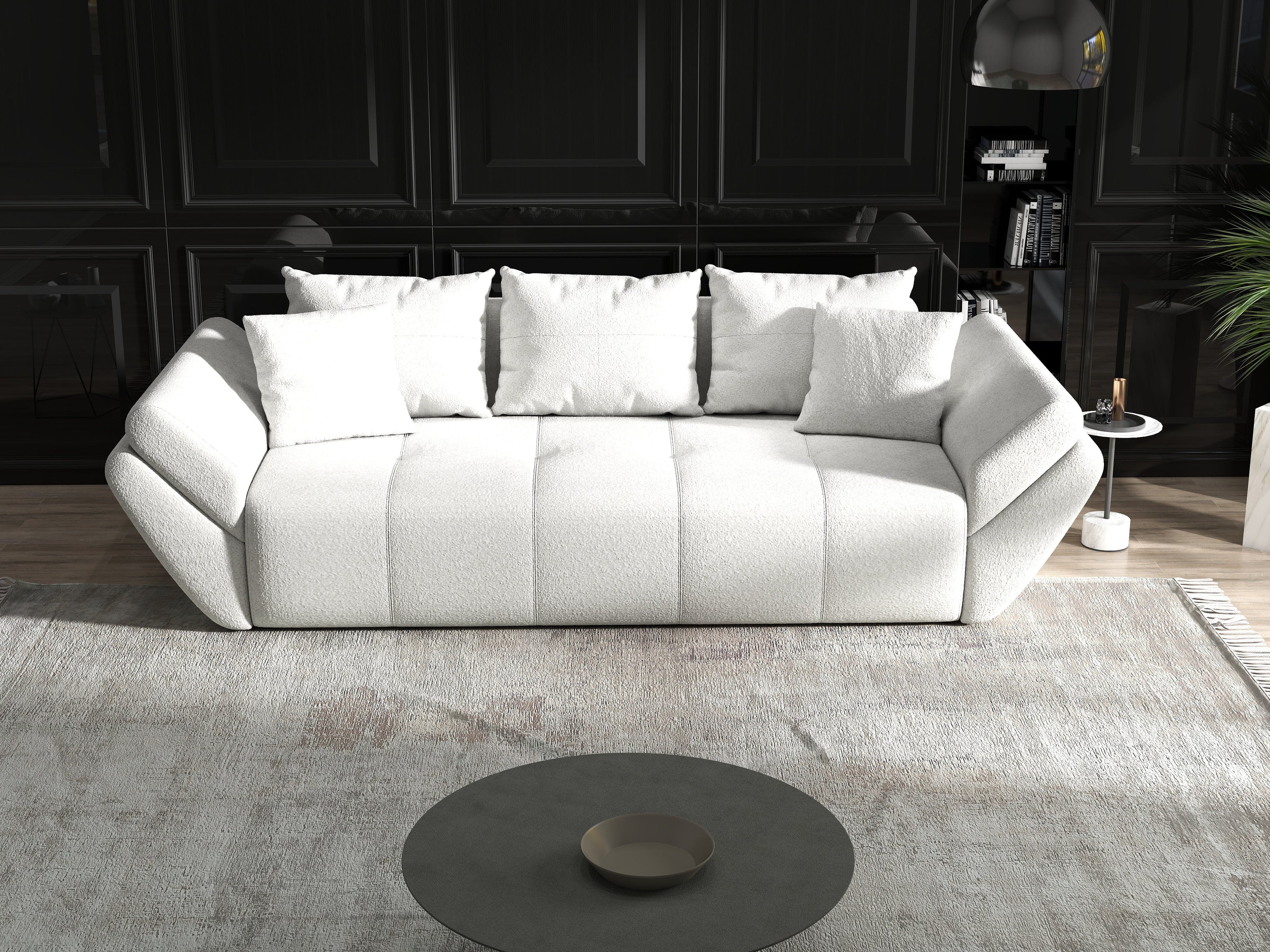 Canapea extensibilă dumonde cu ladă de depozitare si sezut confortabil din spuma high-density, Berlin Euphoria Ivory 250x100 cm