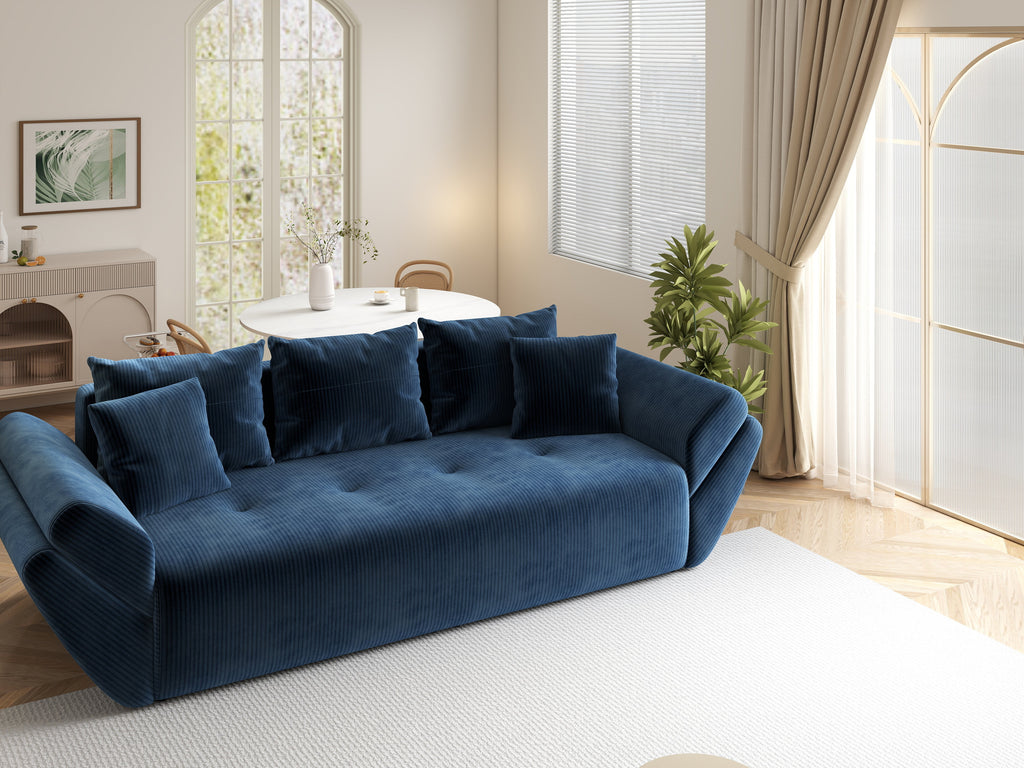 Canapea extensibilă dumonde cu ladă de depozitare si sezut confortabil din spuma high-density, Berlin Zoom Blue 250x100 cm