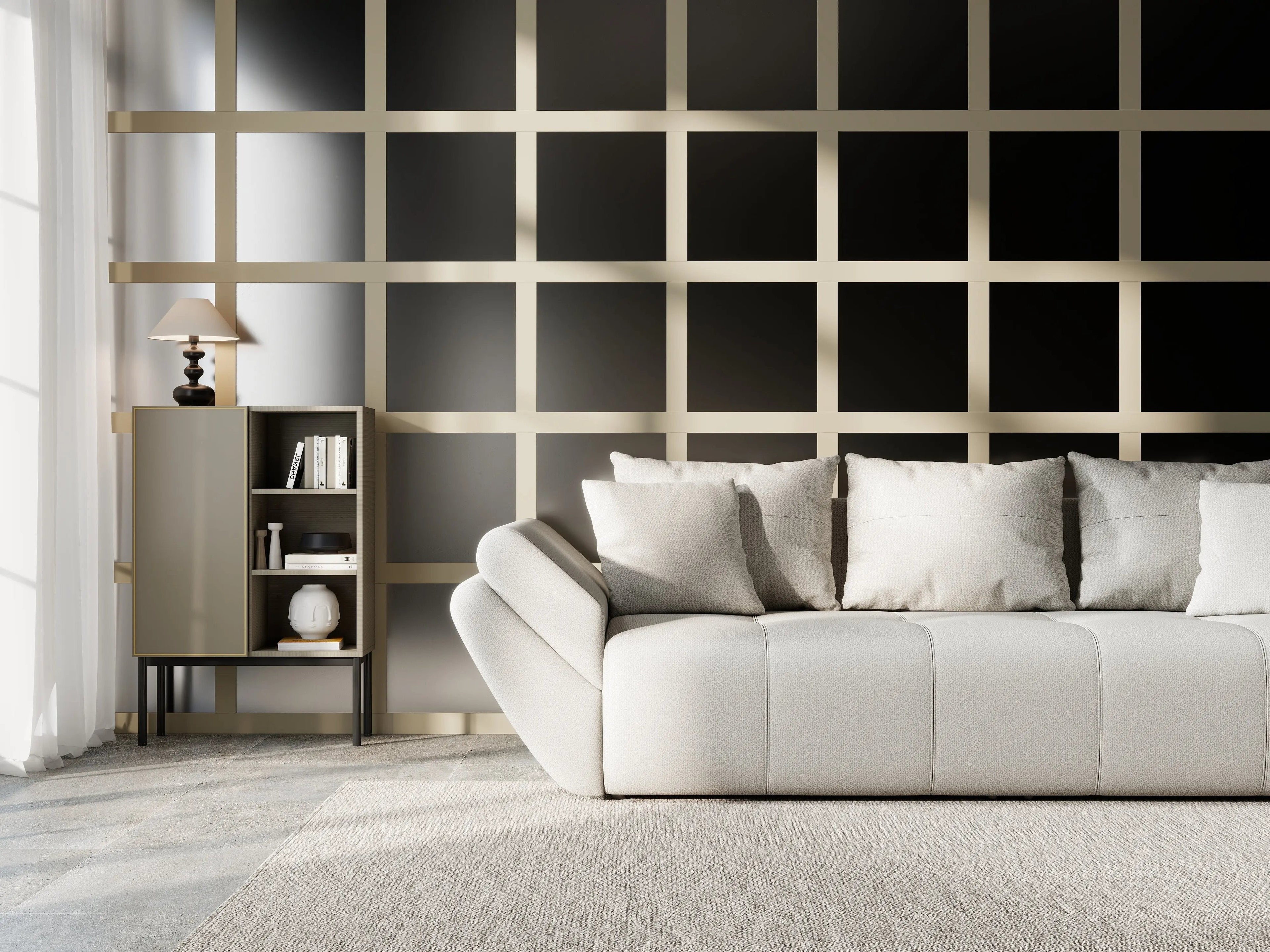 Canapea extensibilă dumonde cu ladă de depozitare si sezut confortabil din spuma high-density, Berlin Enjoy Bej 250x100 cm