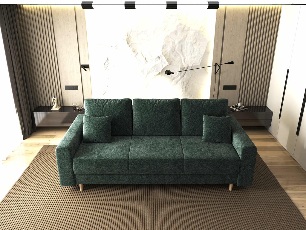 Canapea extensibilă dumonde cu ladă de depozitare si sezut confortabil din spuma high-density, Kronos Euphoria Verde 210x100 cm