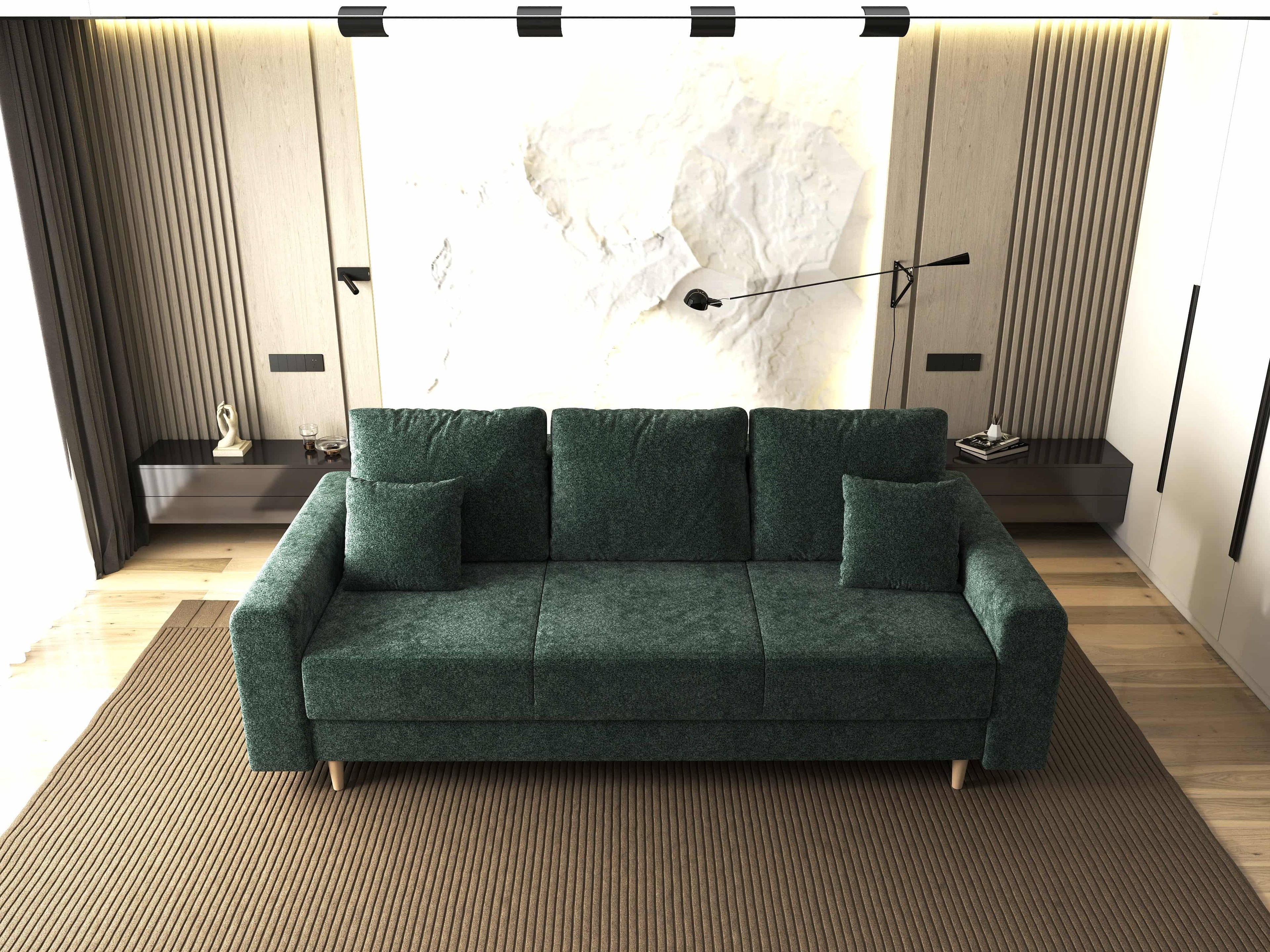 Canapea extensibilă dumonde cu ladă de depozitare si sezut confortabil din spuma high-density, Kronos Euphoria Verde 210x100 cm