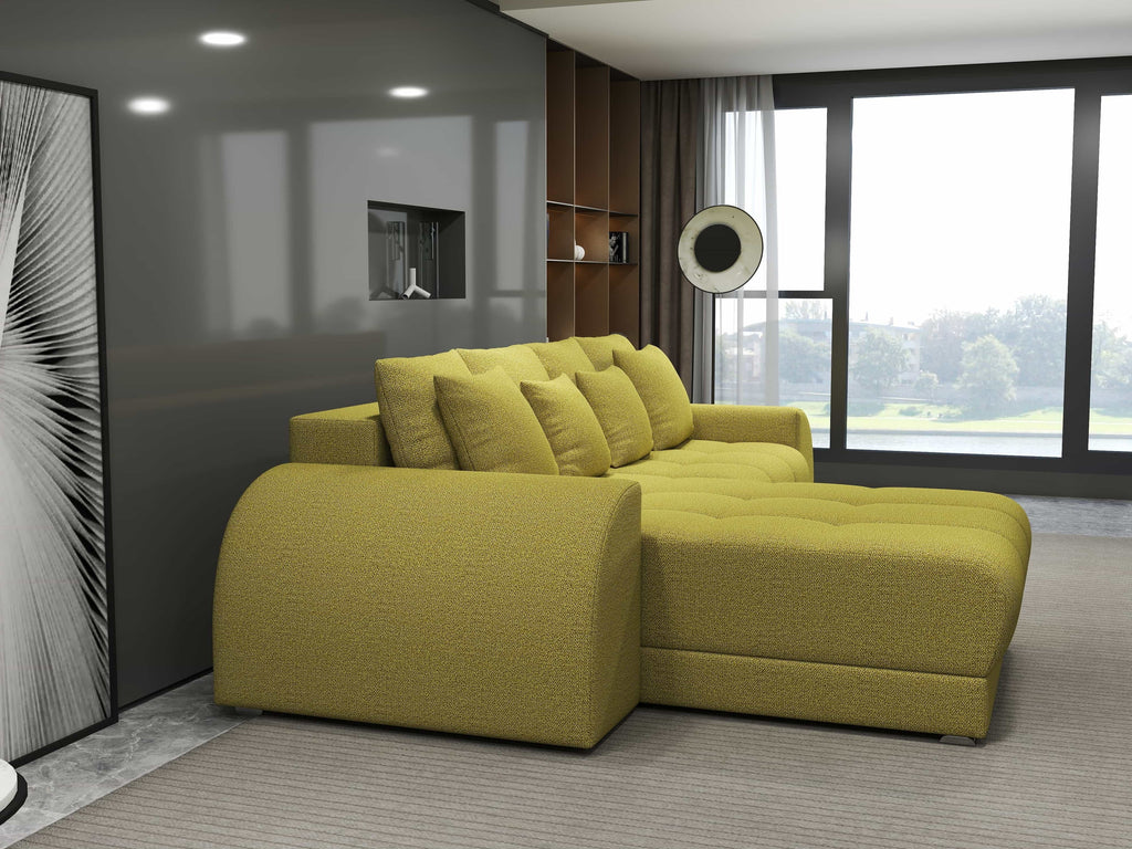 Colțar extensibil dumonde cu ladă de depozitare si sezut confortabil din spuma high-density, Verona Enjoy Verde 290x185 cm