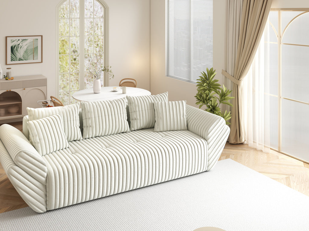 Canapea extensibilă dumonde cu ladă de depozitare si sezut confortabil din spuma high-density, Berlin Ambience Ivory 250x100 cm