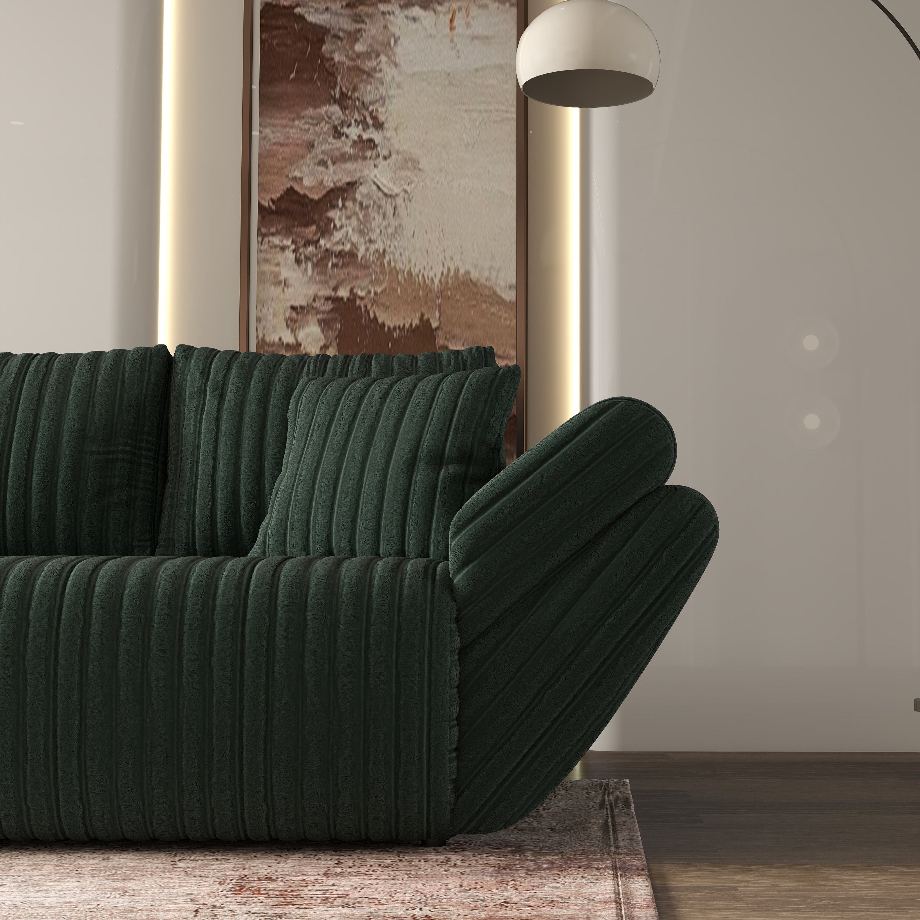 Canapea extensibilă dumonde cu ladă de depozitare si sezut confortabil din spuma high-density, Berlin Ambience Green 300x100 cm