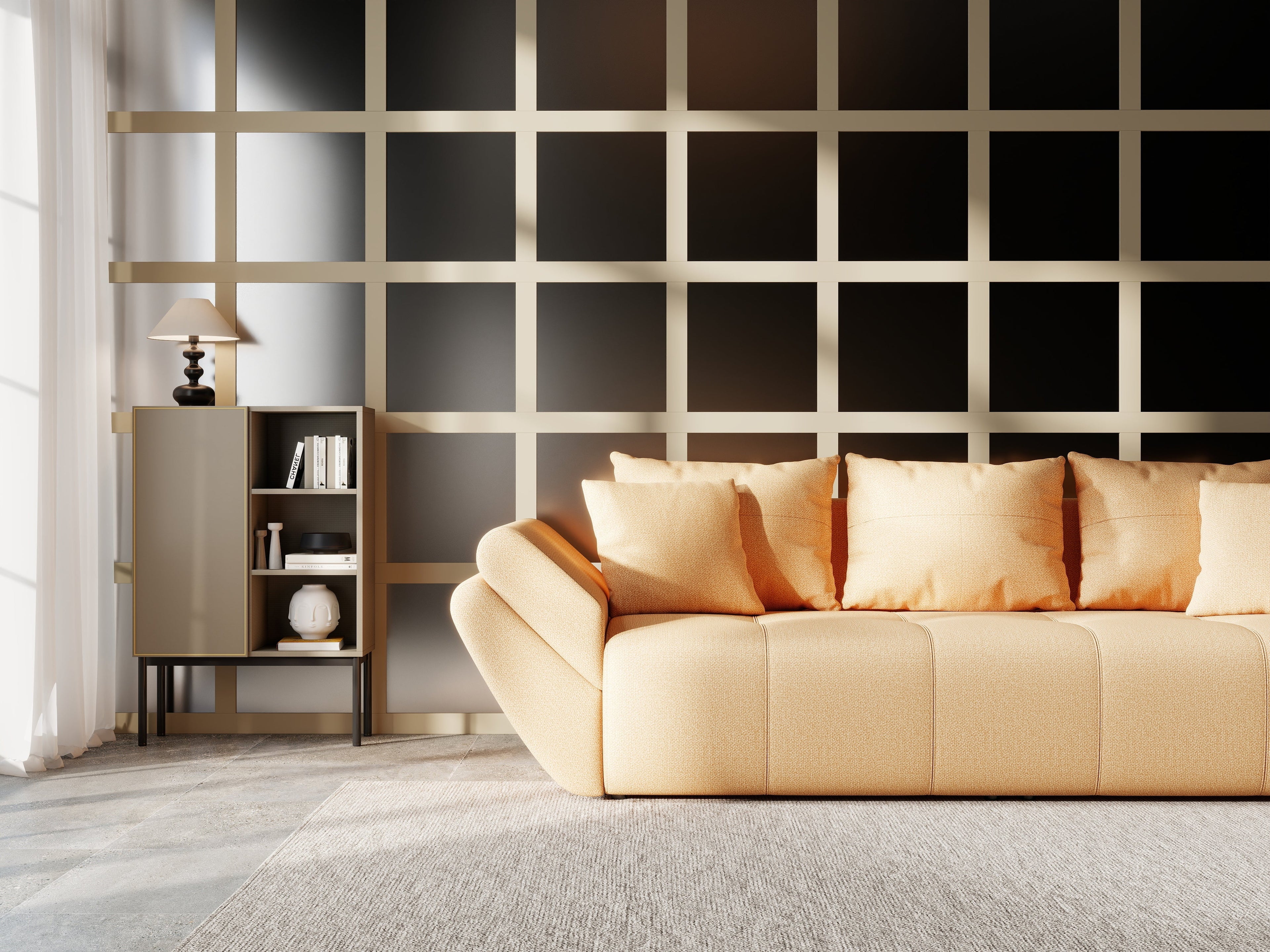 Canapea extensibilă dumonde cu ladă de depozitare si sezut confortabil din spuma high-density, Berlin Enjoy Mango 250x100 cm
