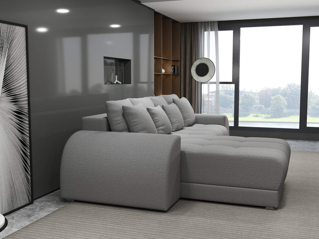 Colțar extensibil dumonde cu ladă de depozitare si sezut confortabil din spuma high-density, Verona Enjoy Gri 290x185 cm