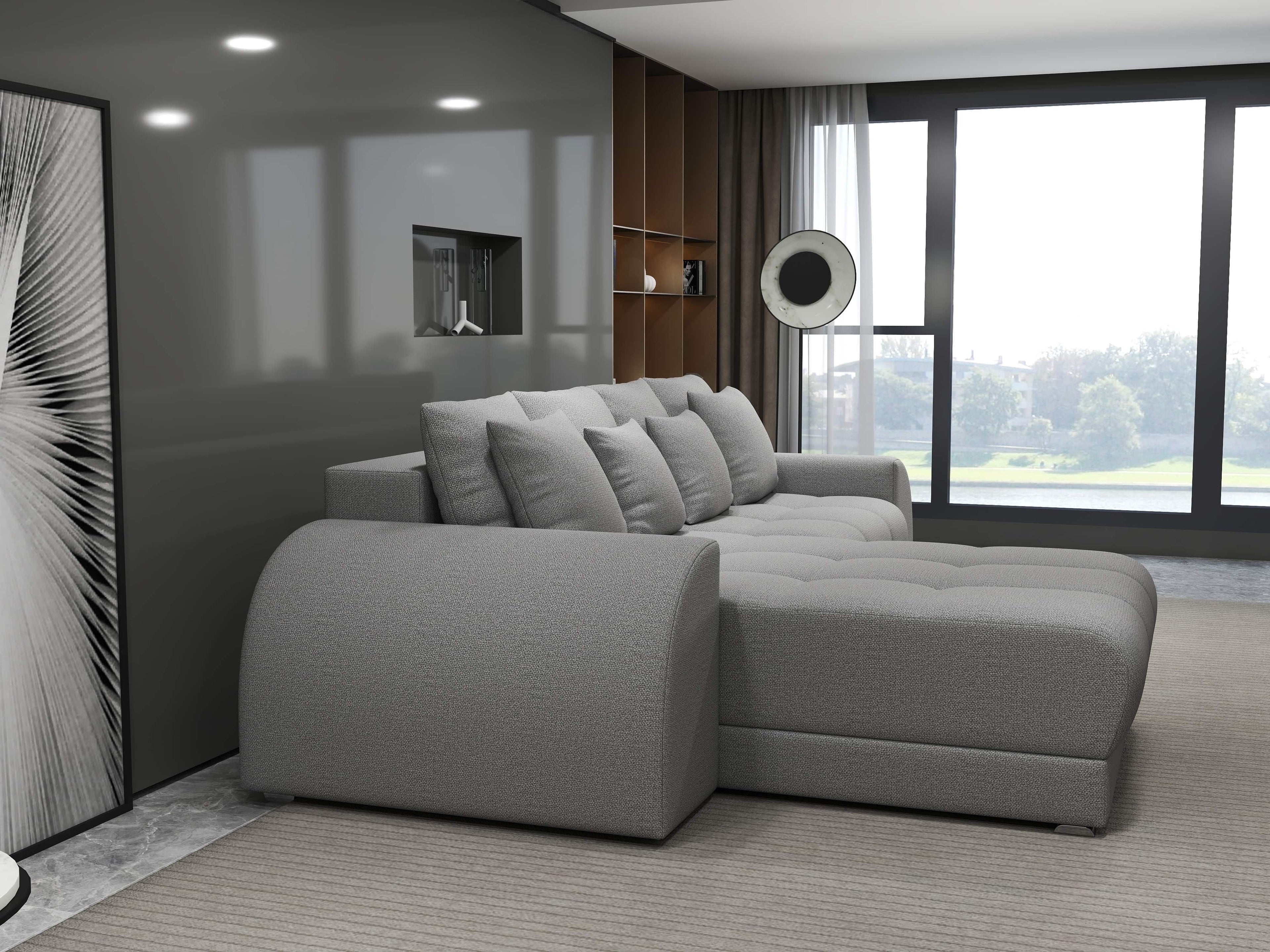 Colțar extensibil dumonde cu ladă de depozitare si sezut confortabil din spuma high-density, Verona Enjoy Gri 290x185 cm