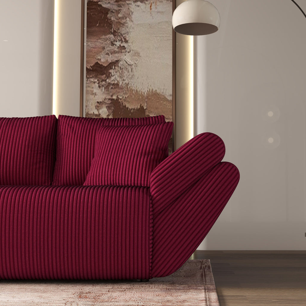 Canapea extensibilă dumonde cu ladă de depozitare si sezut confortabil din spuma high-density, Berlin Zoom Red 300x100 cm