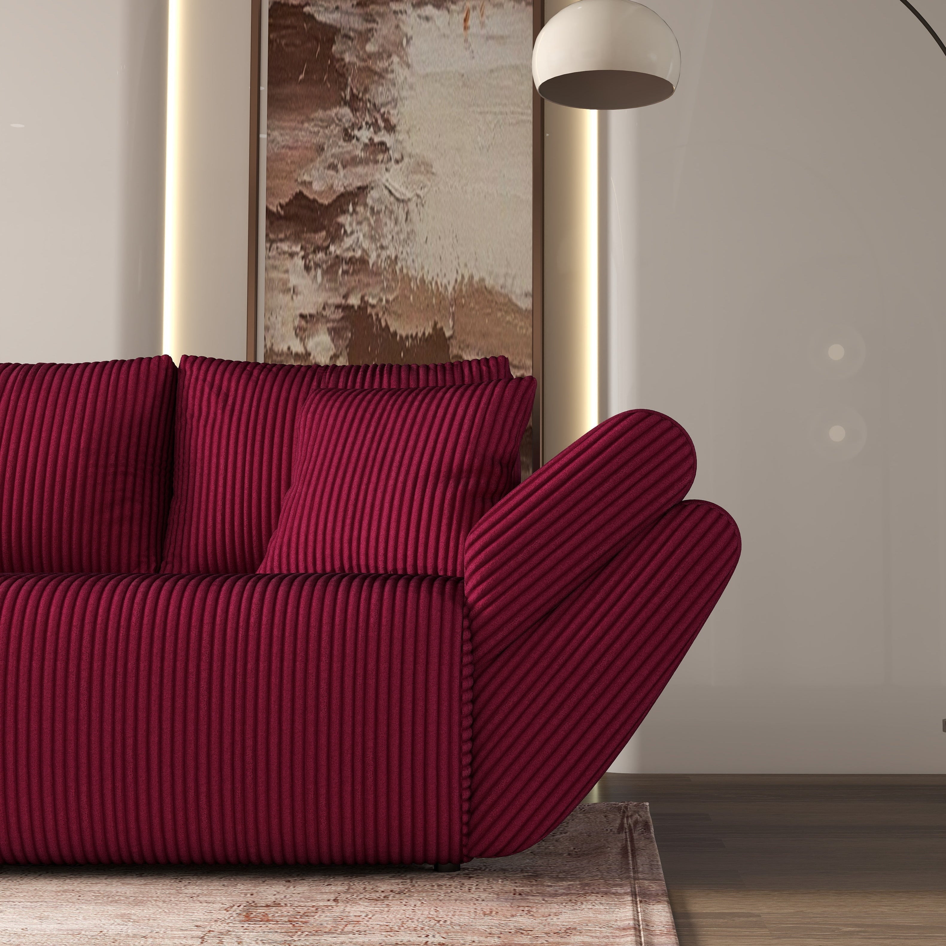 Canapea extensibilă dumonde cu ladă de depozitare si sezut confortabil din spuma high-density, Berlin Zoom Red 300x100 cm