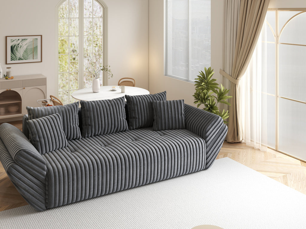 Canapea extensibilă dumonde cu ladă de depozitare si sezut confortabil din spuma high-density, Berlin Ambience Grey 250x100 cm