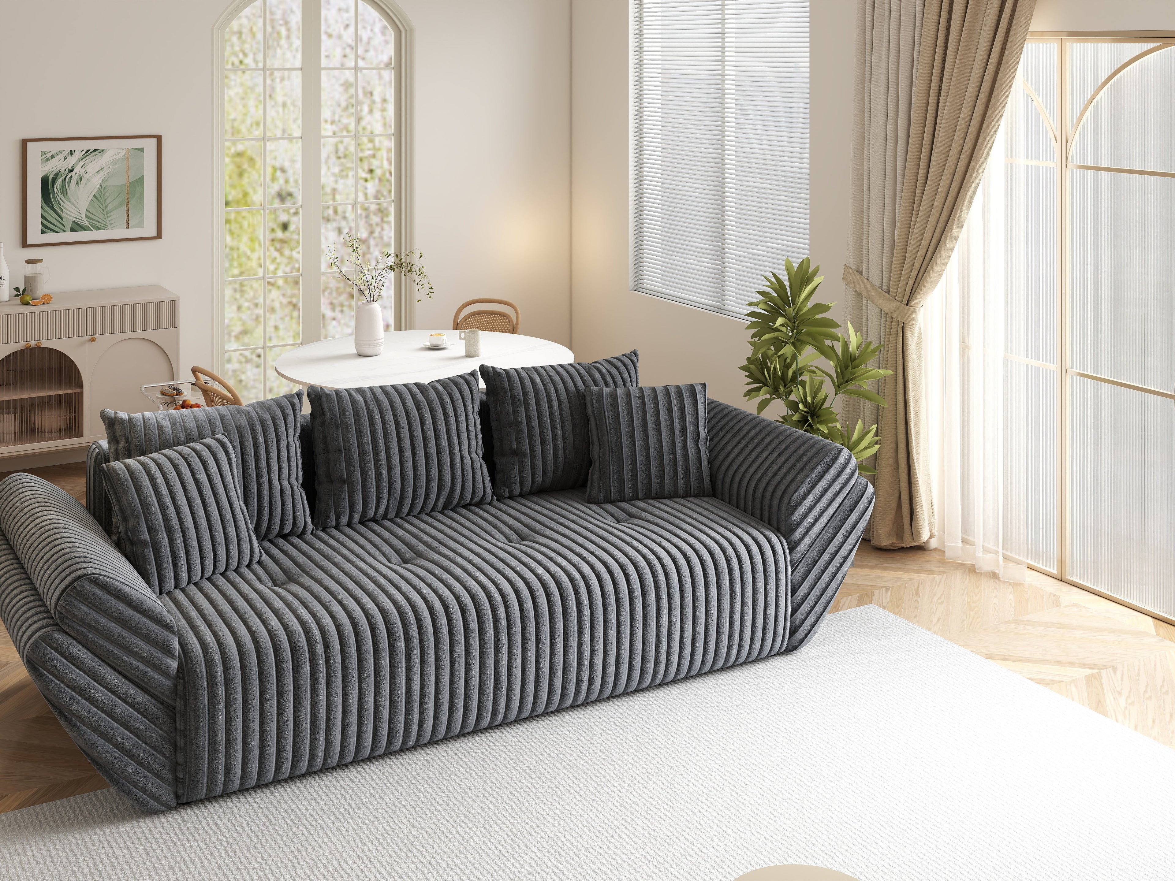 Canapea extensibilă dumonde cu ladă de depozitare si sezut confortabil din spuma high-density, Berlin Ambience Grey 250x100 cm
