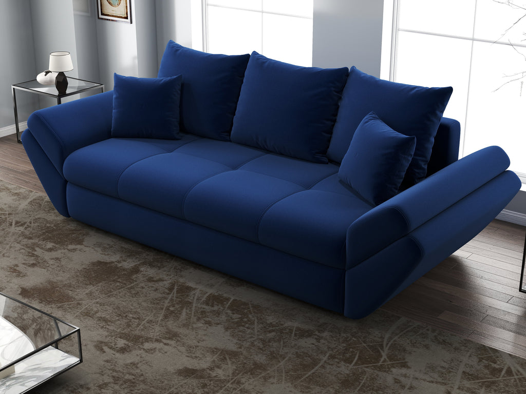 Canapea extensibilă dumonde cu ladă de depozitare si sezut confortabil din spuma high-density, Loana Royal Blue 250x100 cm