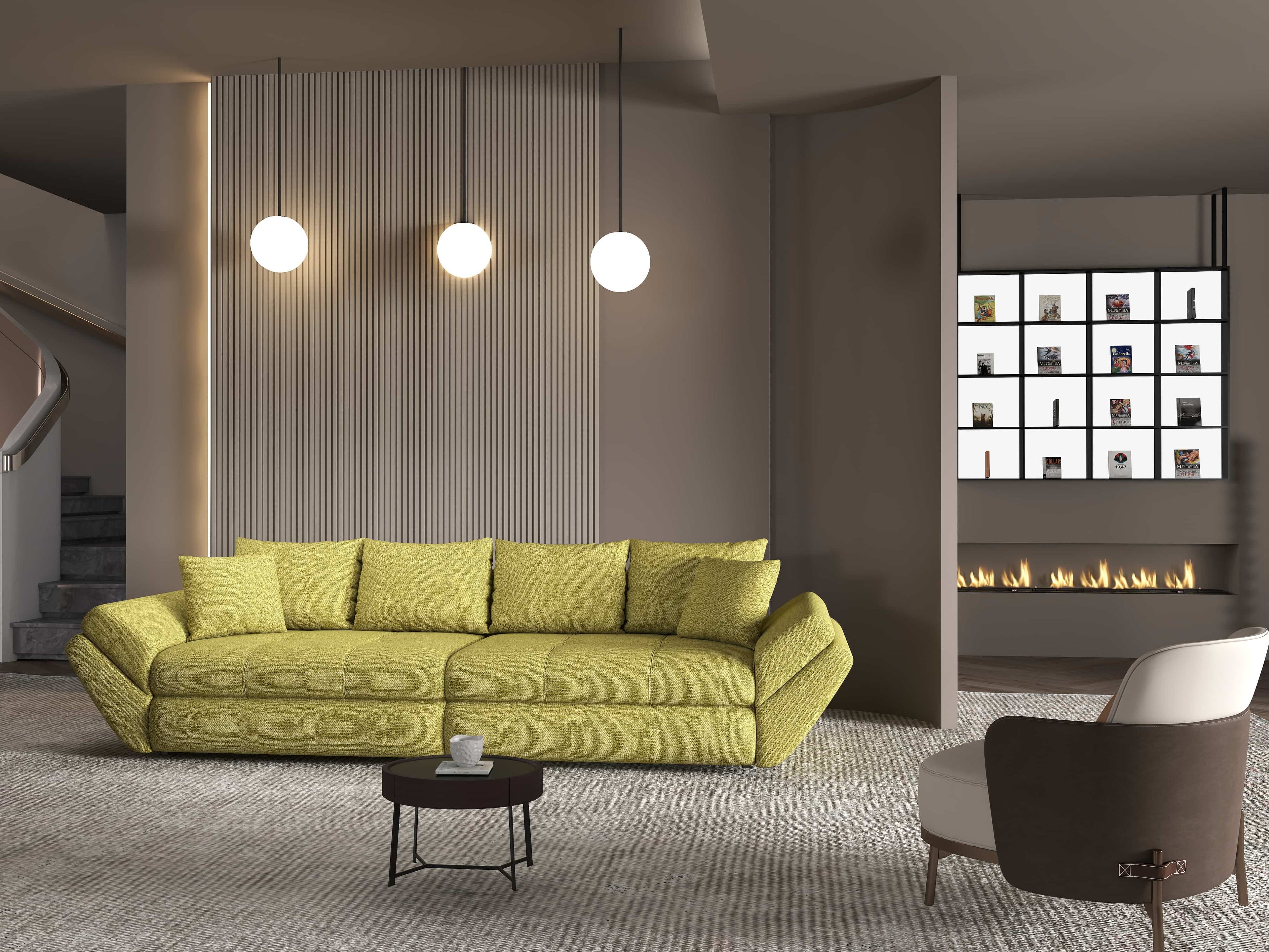 Canapea extensibilă dumonde cu ladă de depozitare si sezut confortabil din spuma high-density, Loana Enjoy Verde 300x100 cm