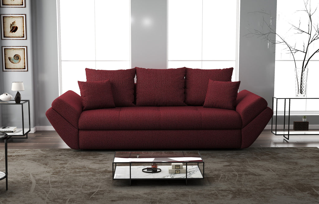 Canapea extensibilă dumonde cu ladă de depozitare si sezut confortabil din spuma high-density, Loana Enjoy Red 250x100 cm
