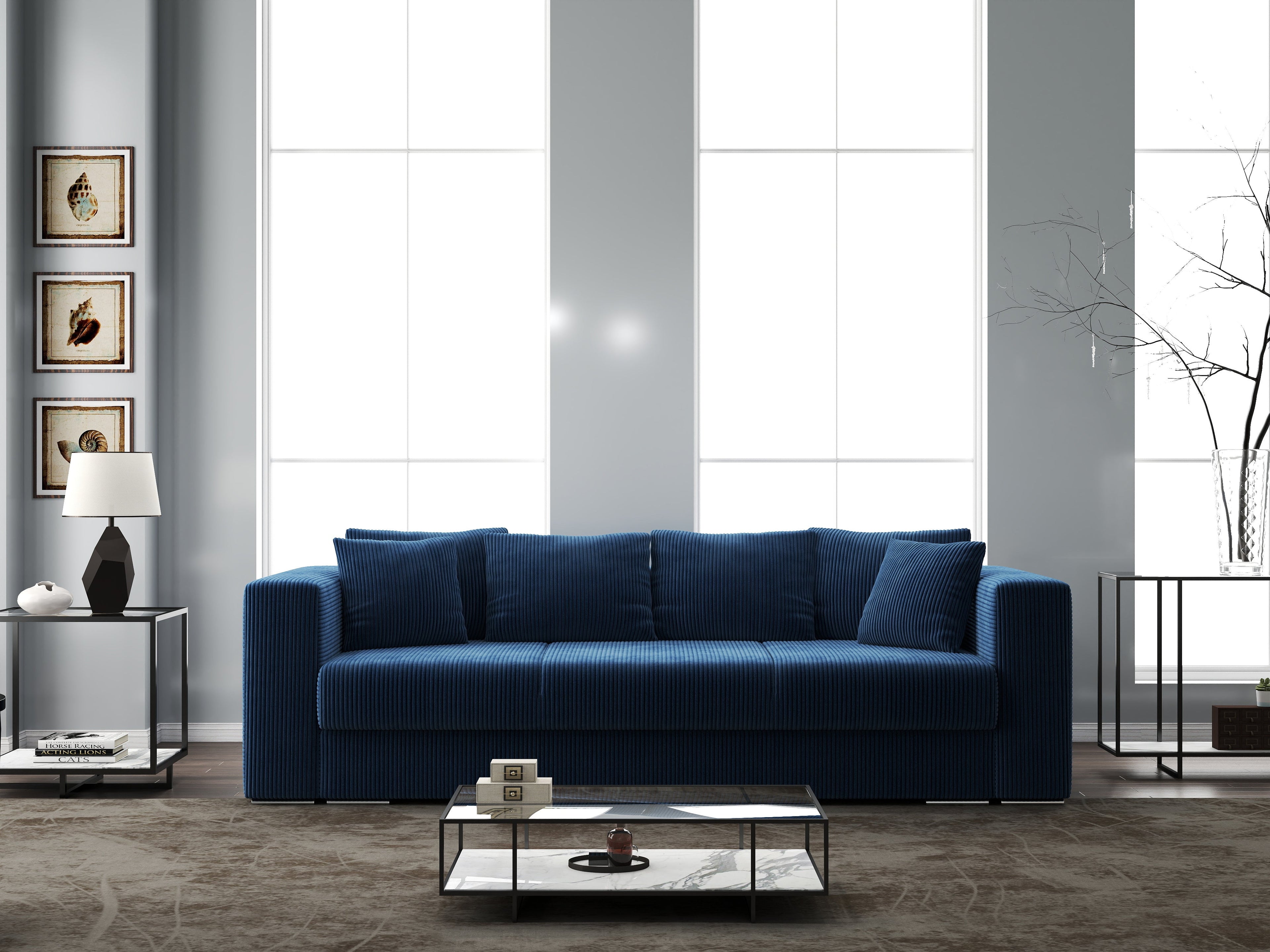 Canapea extensibilă dumonde cu ladă de depozitare si sezut confortabil din spuma high-density, Gloria Zoom Blue 240x100 cm