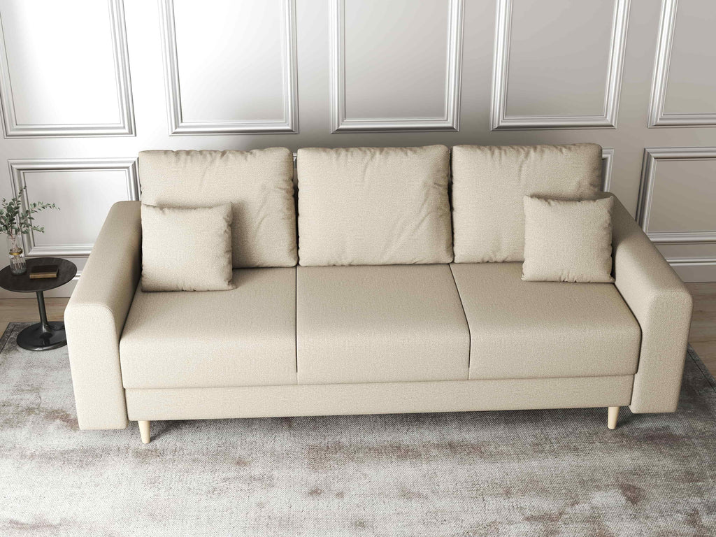 Canapea extensibilă dumonde cu ladă de depozitare si sezut confortabil din spuma high-density, Kronos Enjoy Camel 210x100 cm