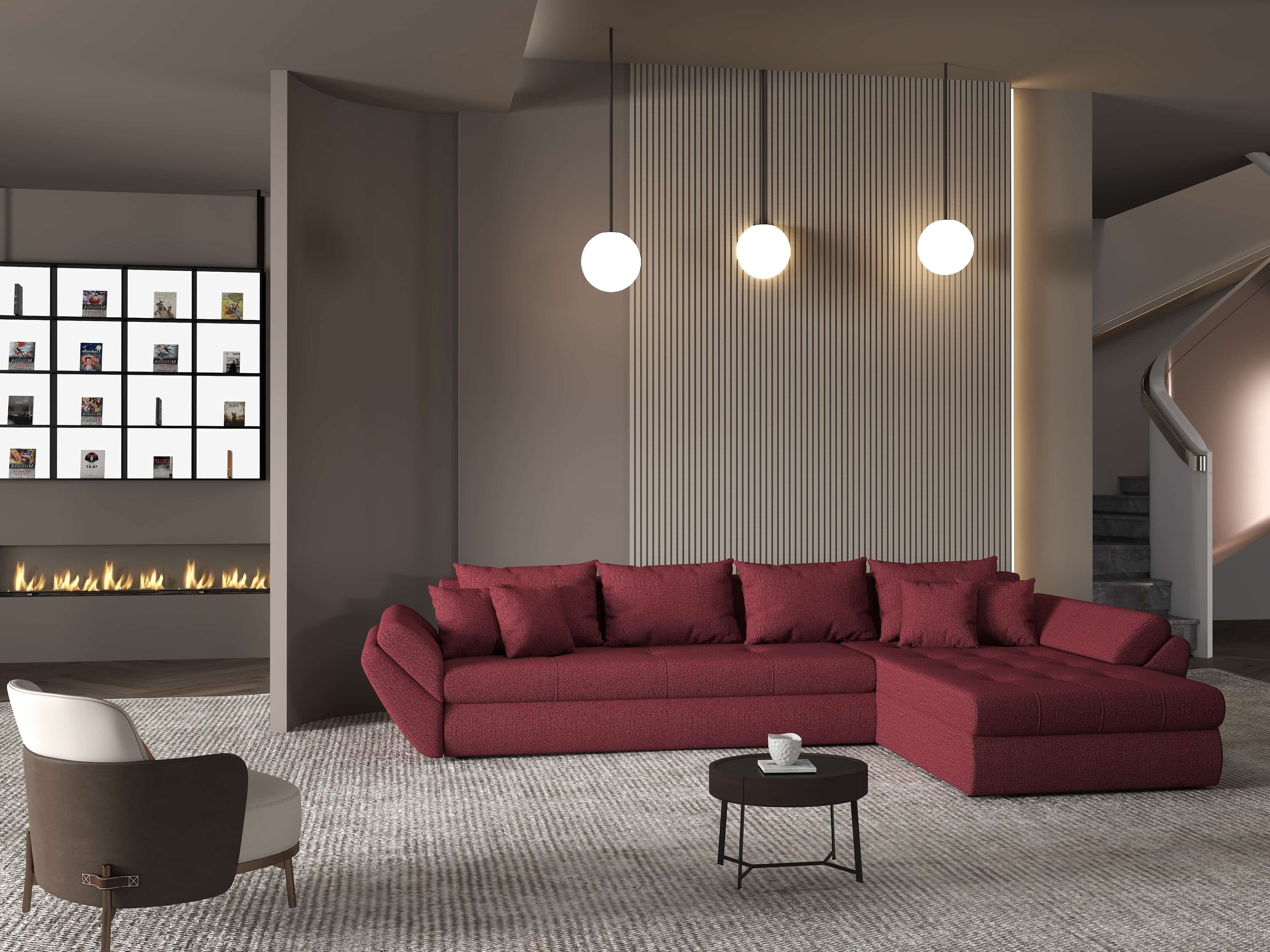 Colțar extensibil dumonde cu ladă de depozitare si sezut confortabil din spuma high-density, Loana XL Enjoy Winery II 335x185 cm