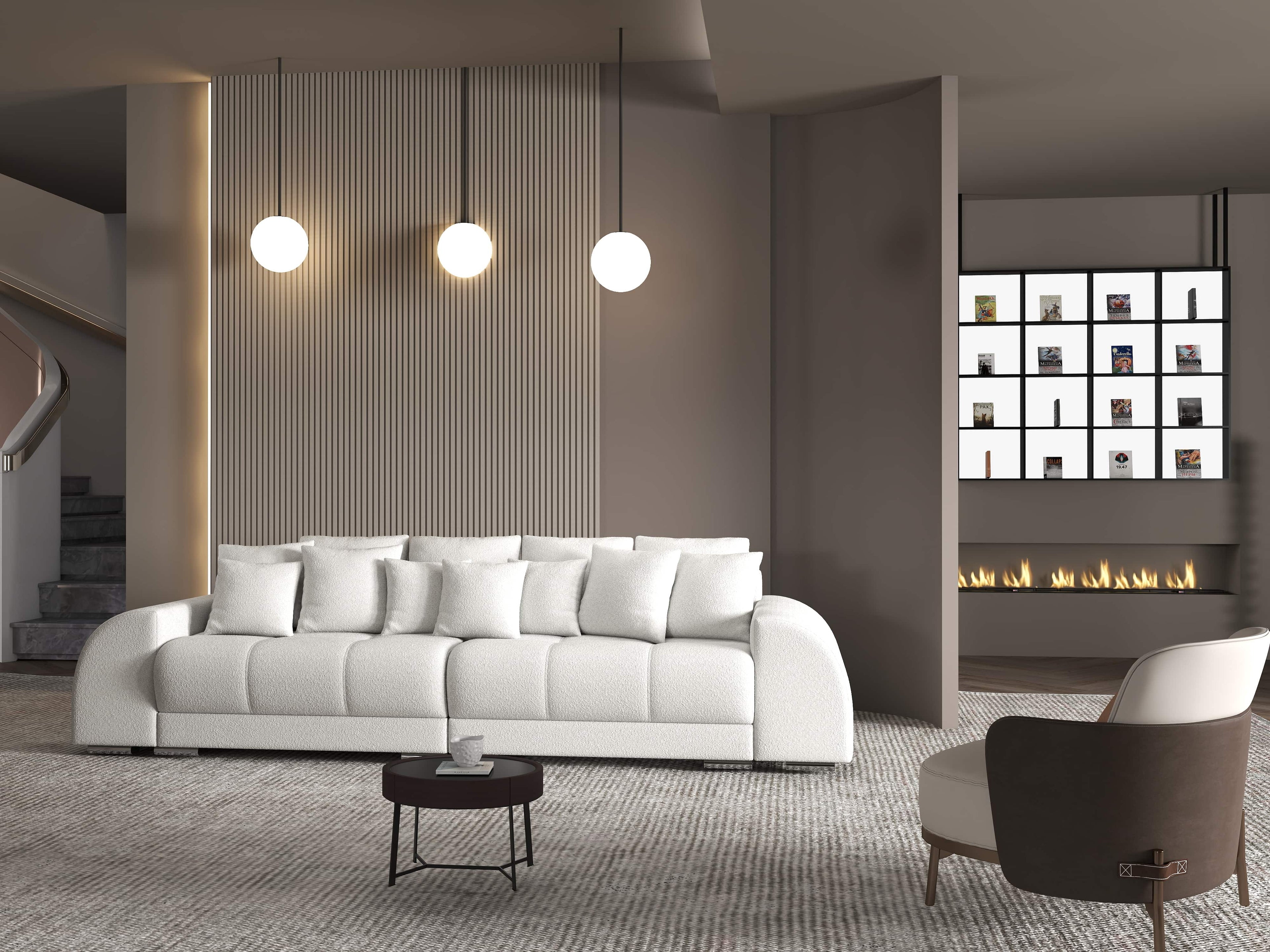 Canapea extensibilă dumonde cu 2 lăzi de depozitare si sezut confortabil din spuma high-density, Verona Euphoria Ivory 310x100 cm