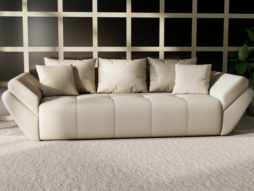 Canapea extensibilă dumonde cu ladă de depozitare si sezut confortabil din spuma high-density, Berlin Enjoy Camel 250x100 cm