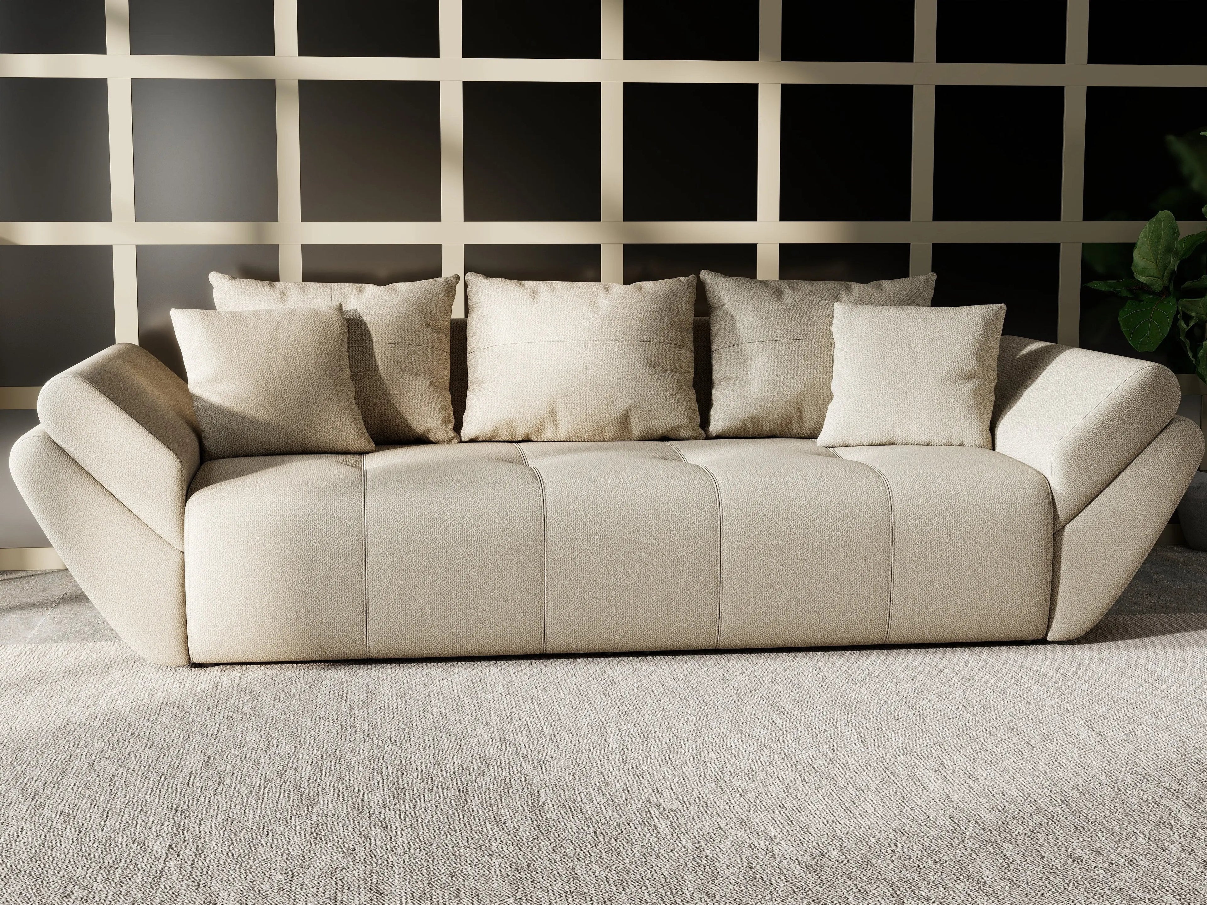 Canapea extensibilă dumonde cu ladă de depozitare si sezut confortabil din spuma high-density, Berlin Enjoy Camel 250x100 cm