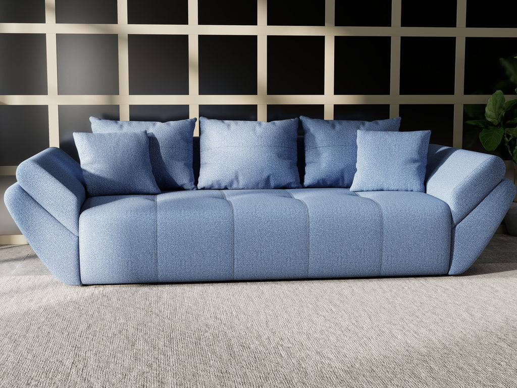 Canapea extensibilă dumonde cu ladă de depozitare si sezut confortabil din spuma high-density, Berlin Enjoy Blue 250x100 cm