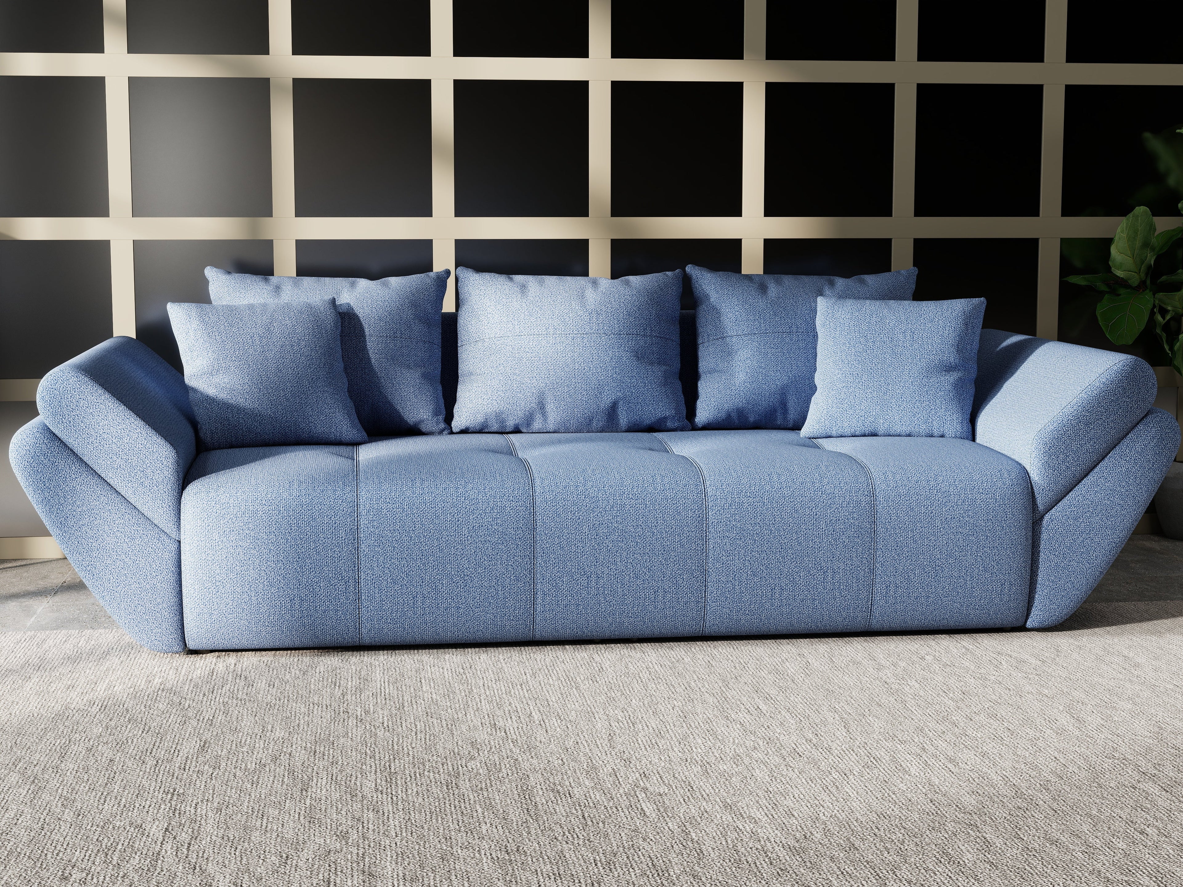 Canapea extensibilă dumonde cu ladă de depozitare si sezut confortabil din spuma high-density, Berlin Enjoy Blue 250x100 cm