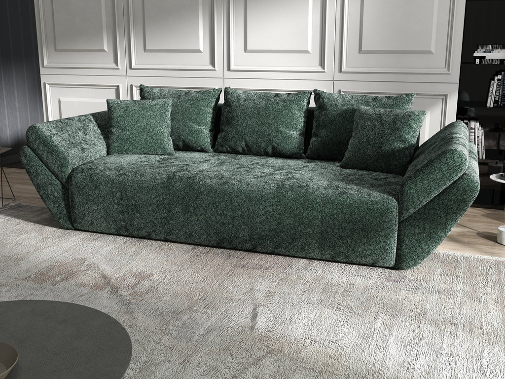 Canapea extensibilă dumonde cu ladă de depozitare si sezut confortabil din spuma high-density, Berlin Euphoria Green 250x100 cm