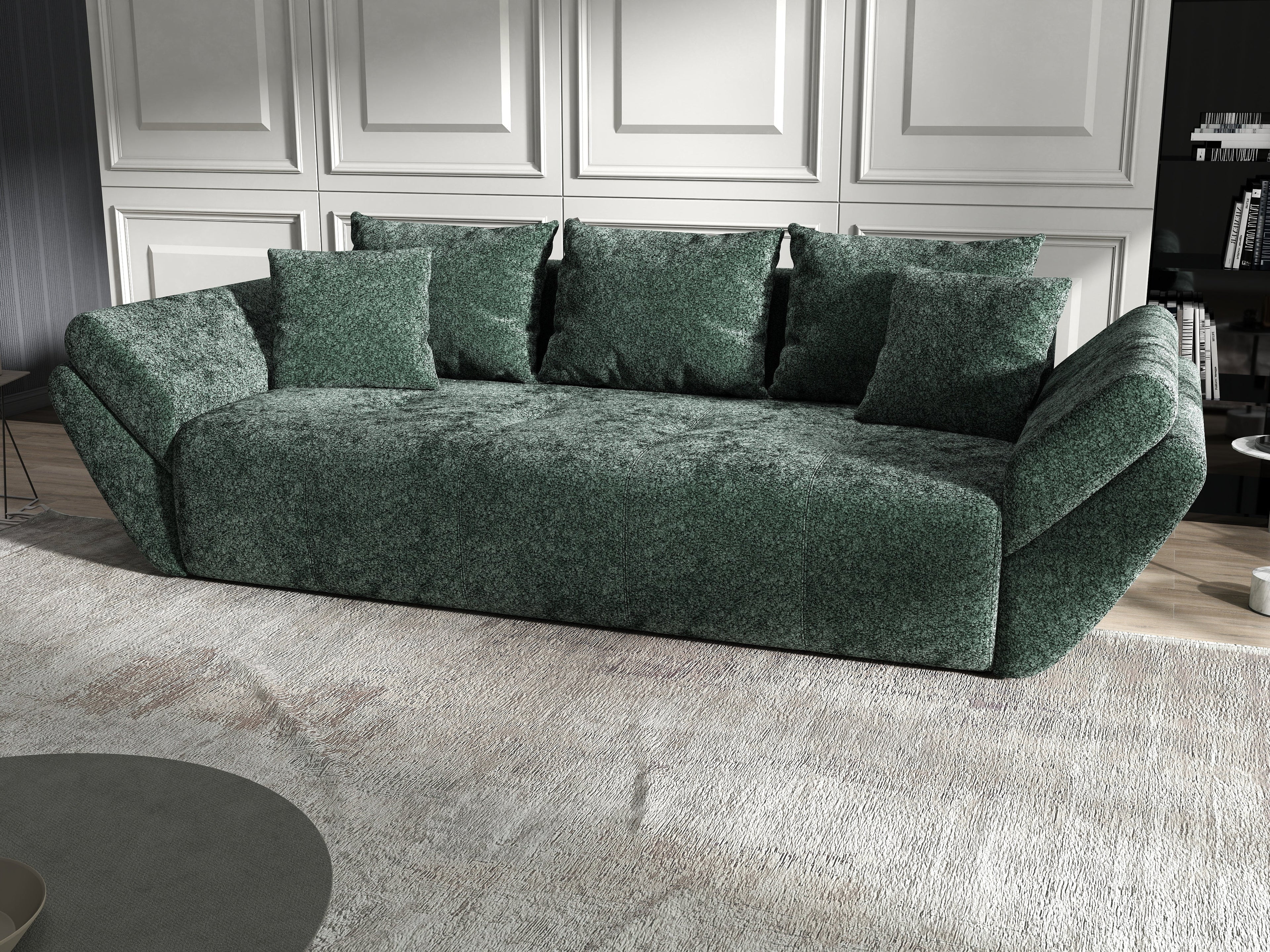 Canapea extensibilă dumonde cu ladă de depozitare si sezut confortabil din spuma high-density, Berlin Euphoria Green 250x100 cm
