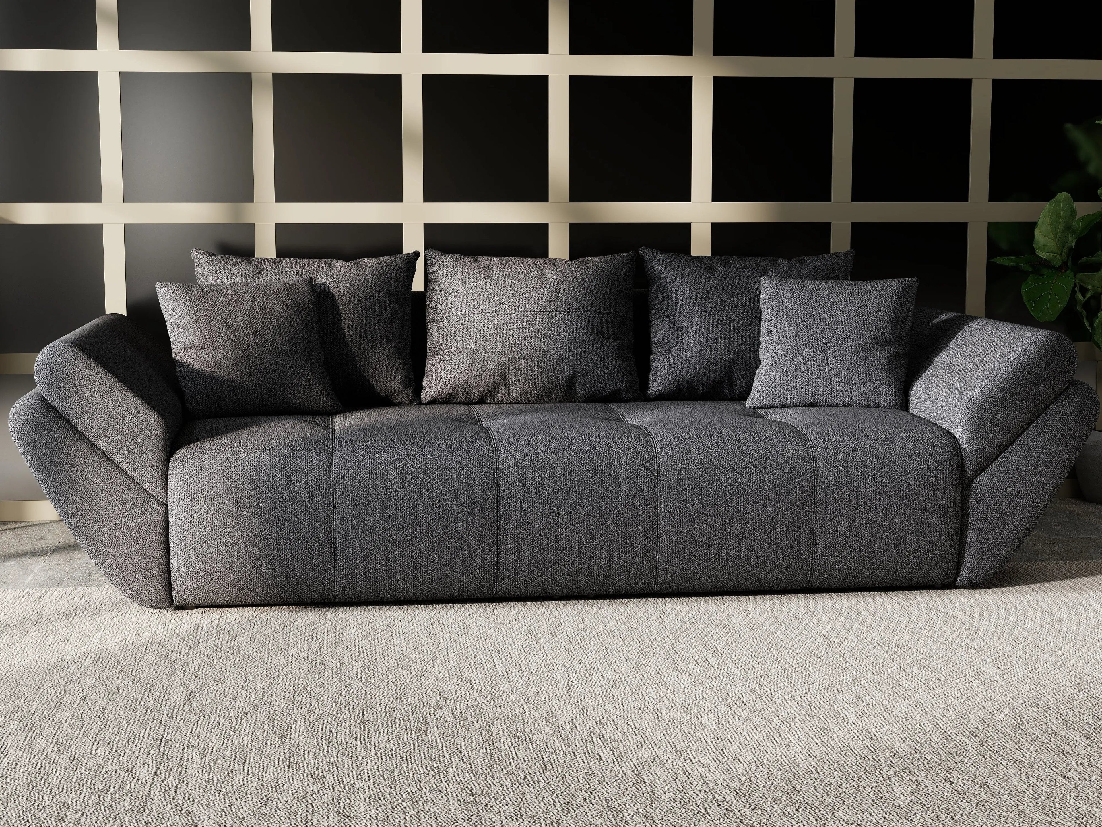 Canapea extensibilă dumonde cu ladă de depozitare si sezut confortabil din spuma high-density, Berlin Enjoy Graphite 250x100 cm