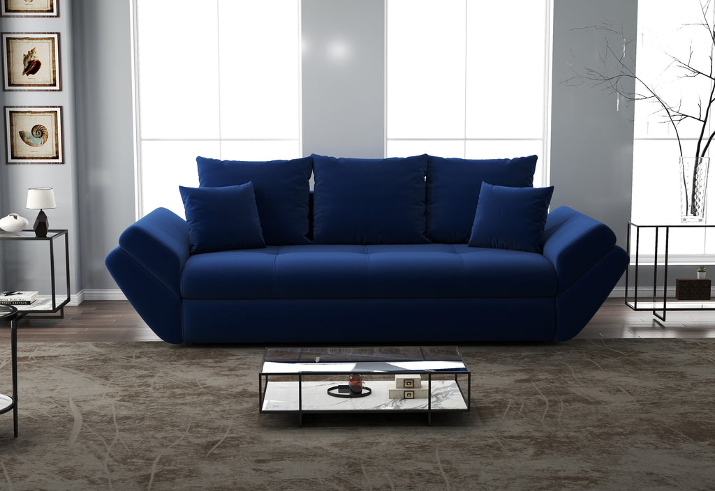 Canapea extensibilă dumonde cu ladă de depozitare si sezut confortabil din spuma high-density, Loana Royal Blue 250x100 cm