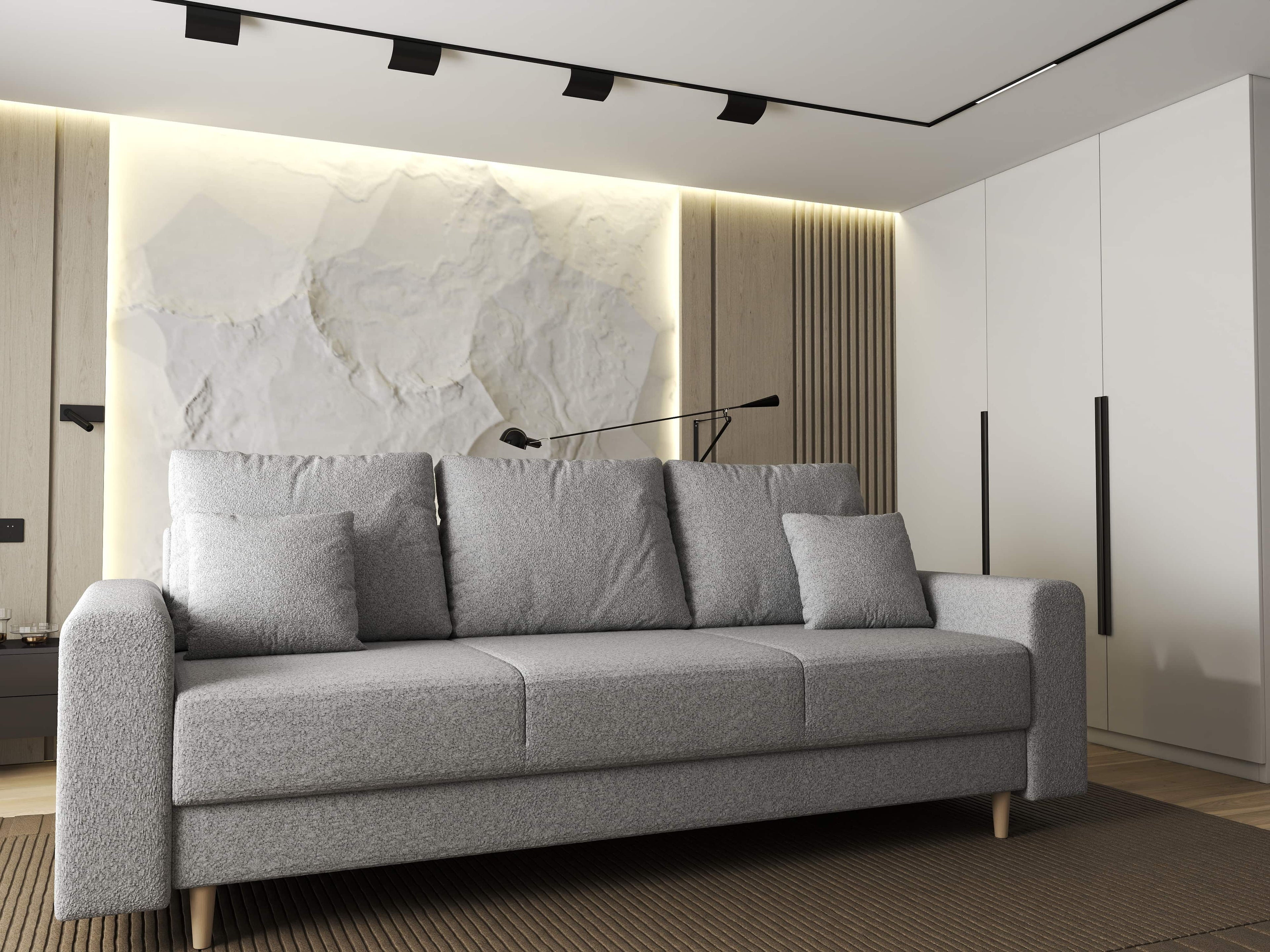 Canapea extensibilă dumonde cu ladă de depozitare si sezut confortabil din spuma high-density, Kronos Euphoria Dove 210x100 cm