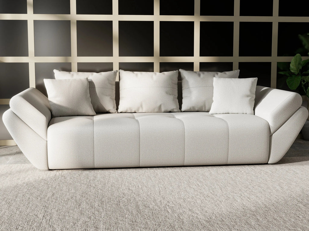 Canapea extensibilă dumonde cu ladă de depozitare si sezut confortabil din spuma high-density, Berlin Enjoy Bej 250x100 cm