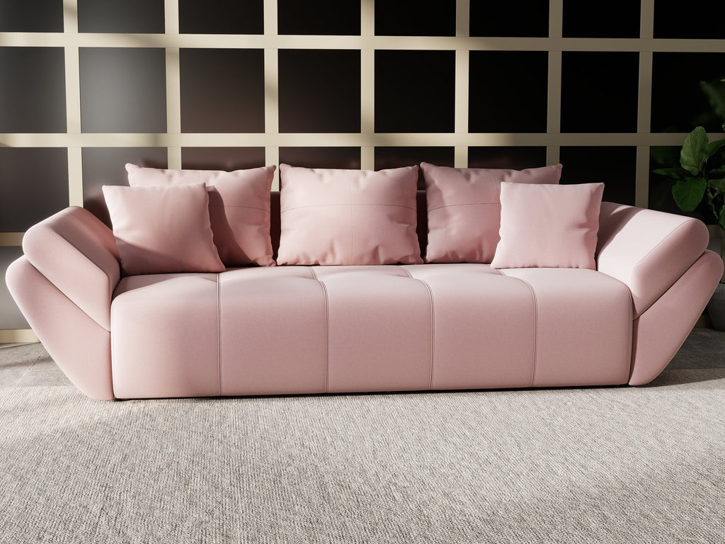Canapea extensibilă dumonde cu ladă de depozitare si sezut confortabil din spuma high-density, Berlin Royal Pink 250x100 cm