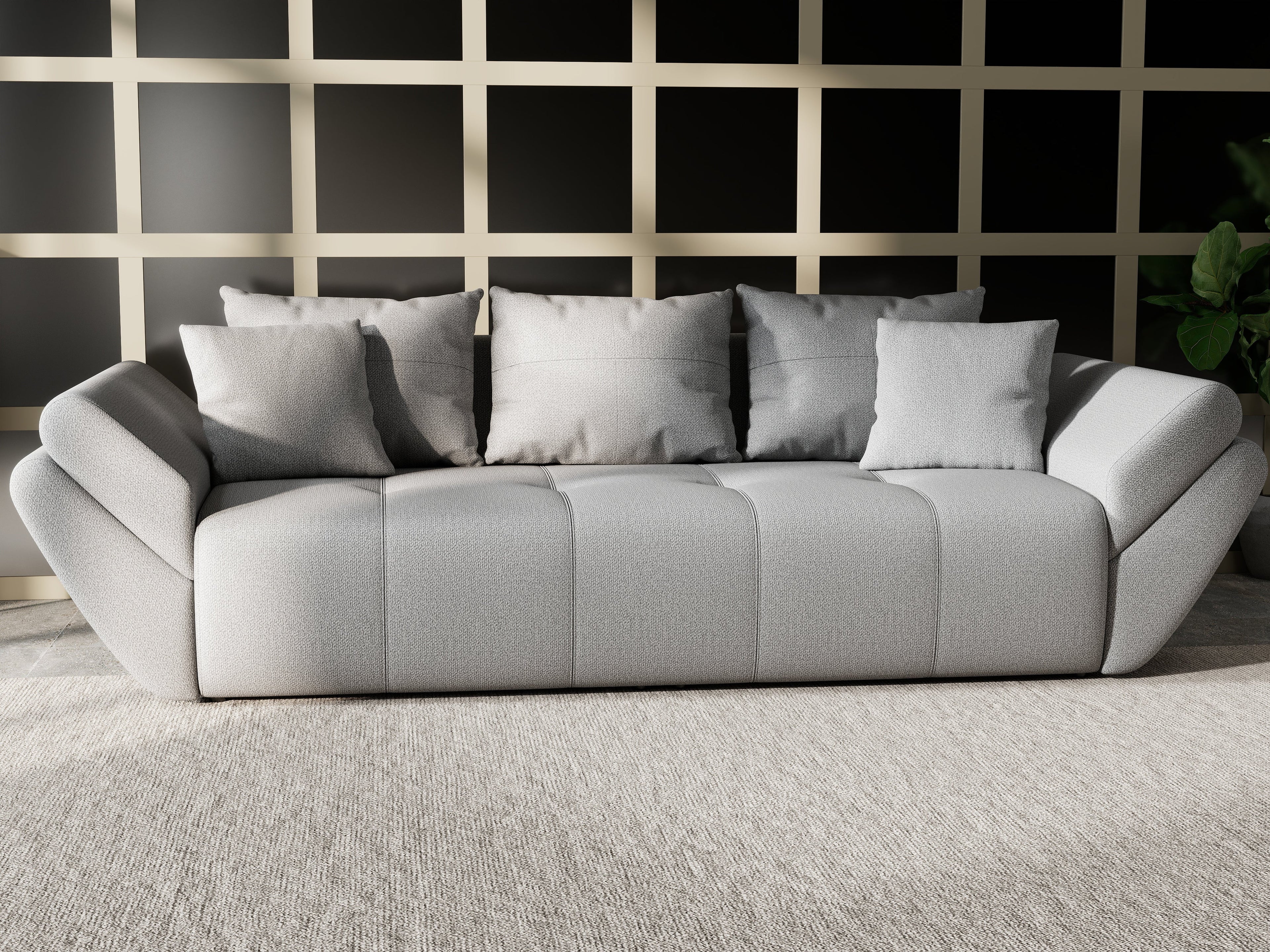 Canapea extensibilă dumonde cu ladă de depozitare si sezut confortabil din spuma high-density, Berlin Enjoy Grey 250x100 cm