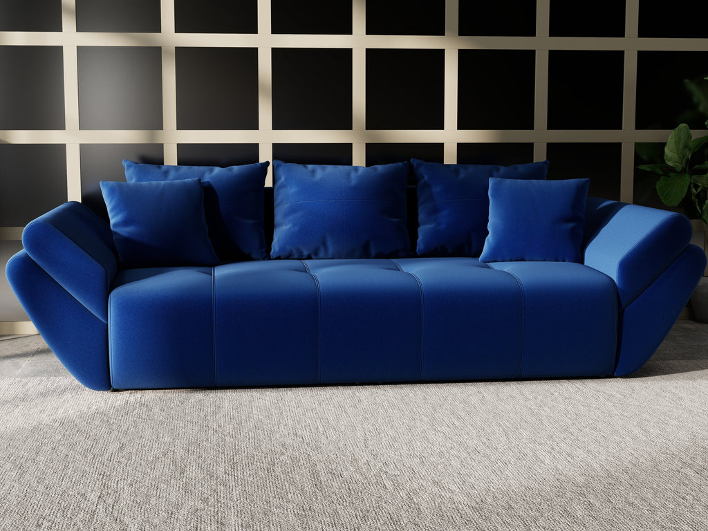 Canapea extensibilă dumonde cu ladă de depozitare si sezut confortabil din spuma high-density, Berlin Royal Blue 250x100 cm