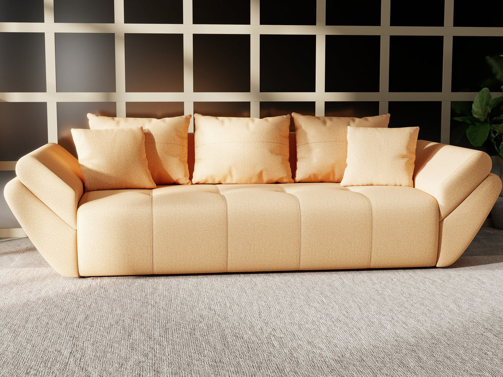 Canapea extensibilă dumonde cu ladă de depozitare si sezut confortabil din spuma high-density, Berlin Enjoy Mango 250x100 cm