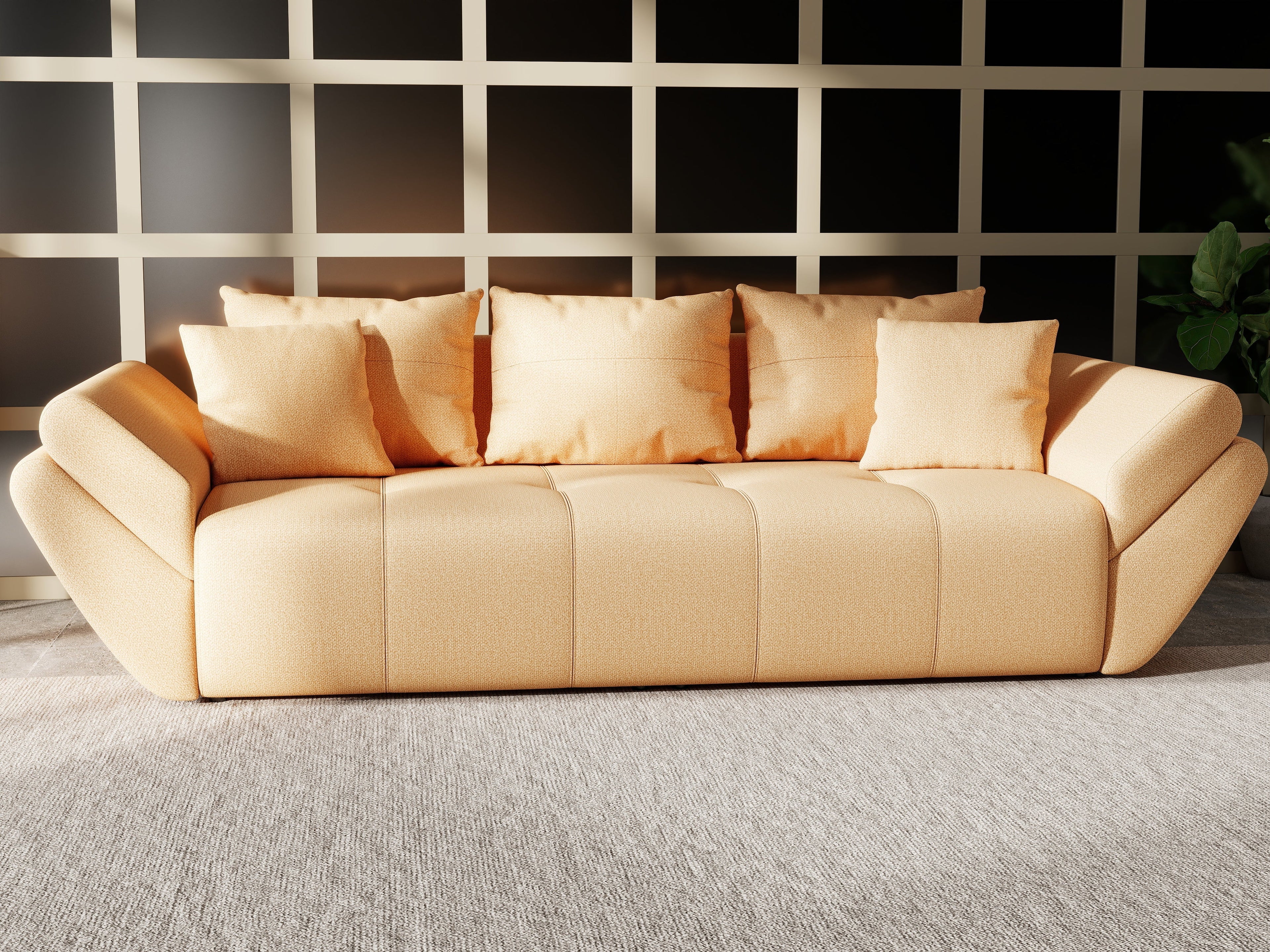 Canapea extensibilă dumonde cu ladă de depozitare si sezut confortabil din spuma high-density, Berlin Enjoy Mango 250x100 cm