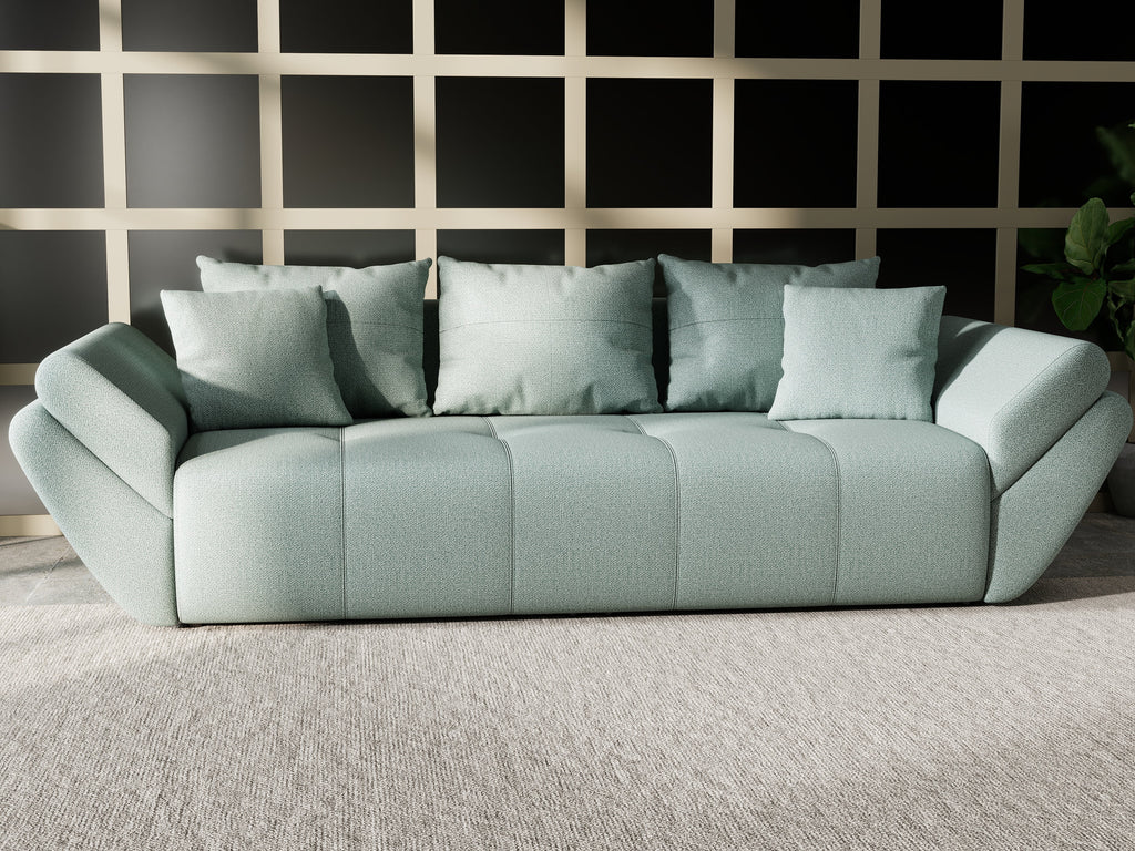 Canapea extensibilă dumonde cu ladă de depozitare si sezut confortabil din spuma high-density, Berlin Enjoy Mint 250x100 cm