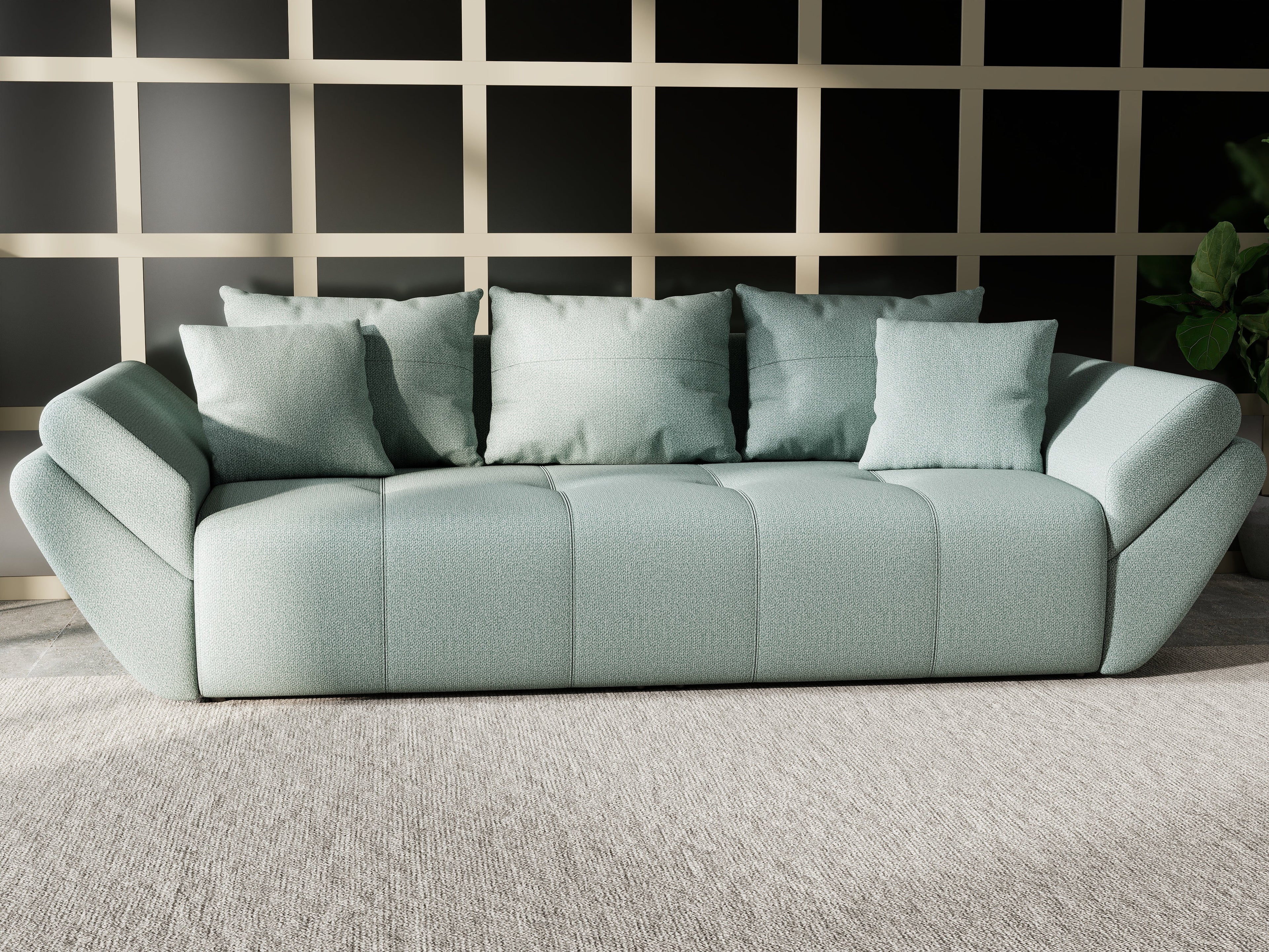 Canapea extensibilă dumonde cu ladă de depozitare si sezut confortabil din spuma high-density, Berlin Enjoy Mint 250x100 cm