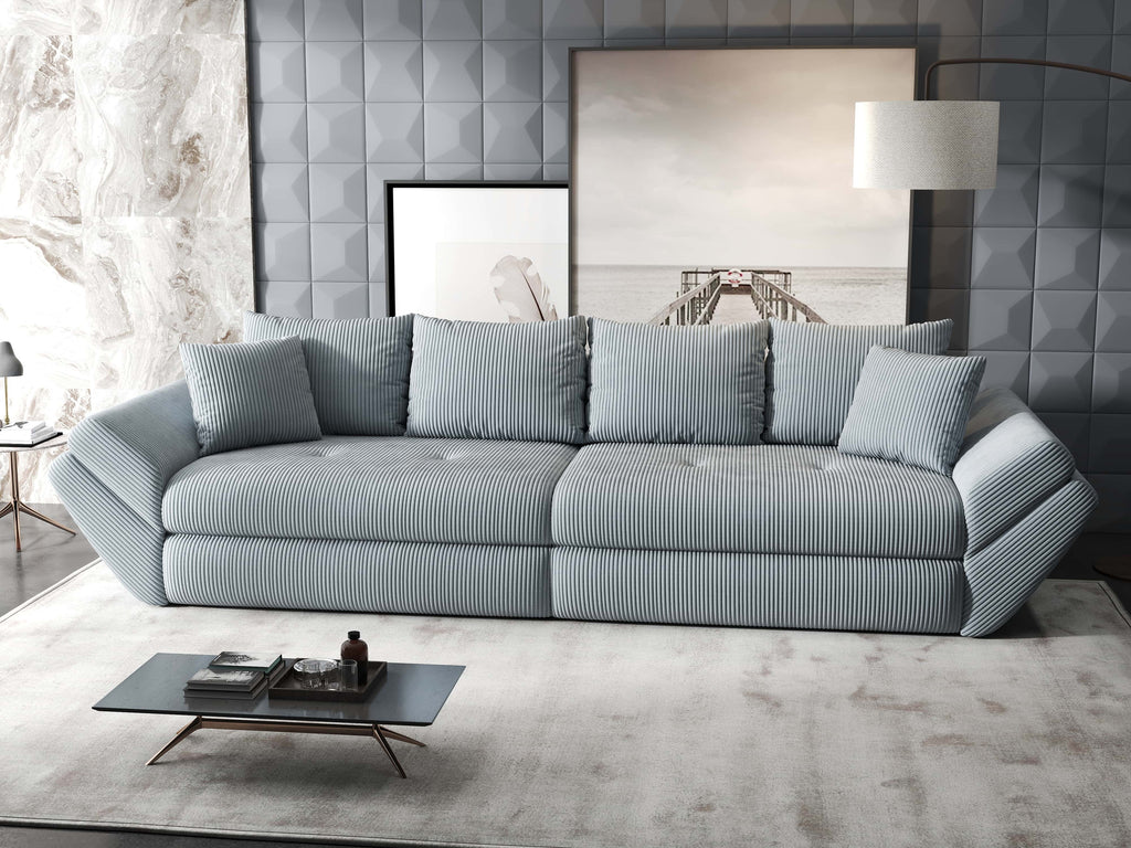 Canapea extensibilă dumonde cu ladă de depozitare si sezut confortabil din spuma high-density, Loana Zoom Gri 300x100 cm