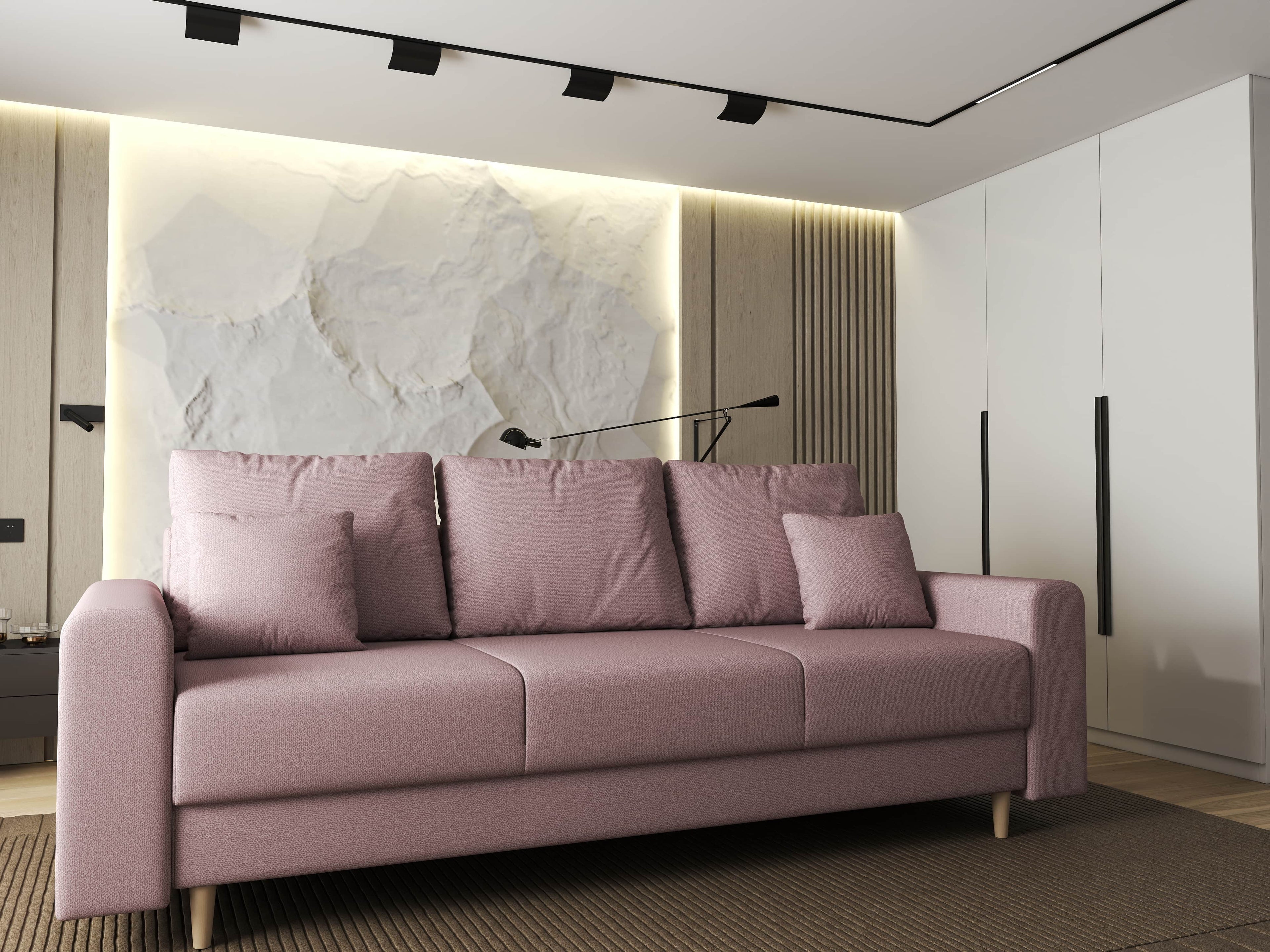 Canapea extensibilă dumonde cu ladă de depozitare si sezut confortabil din spuma high-density, Kronos Enjoy Flamingo 210x100 cm