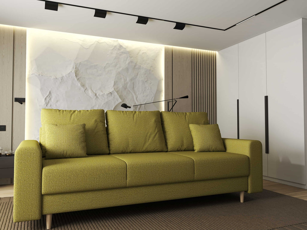 Canapea extensibilă dumonde cu ladă de depozitare si sezut confortabil din spuma high-density, Kronos Enjoy Verde 210x100 cm