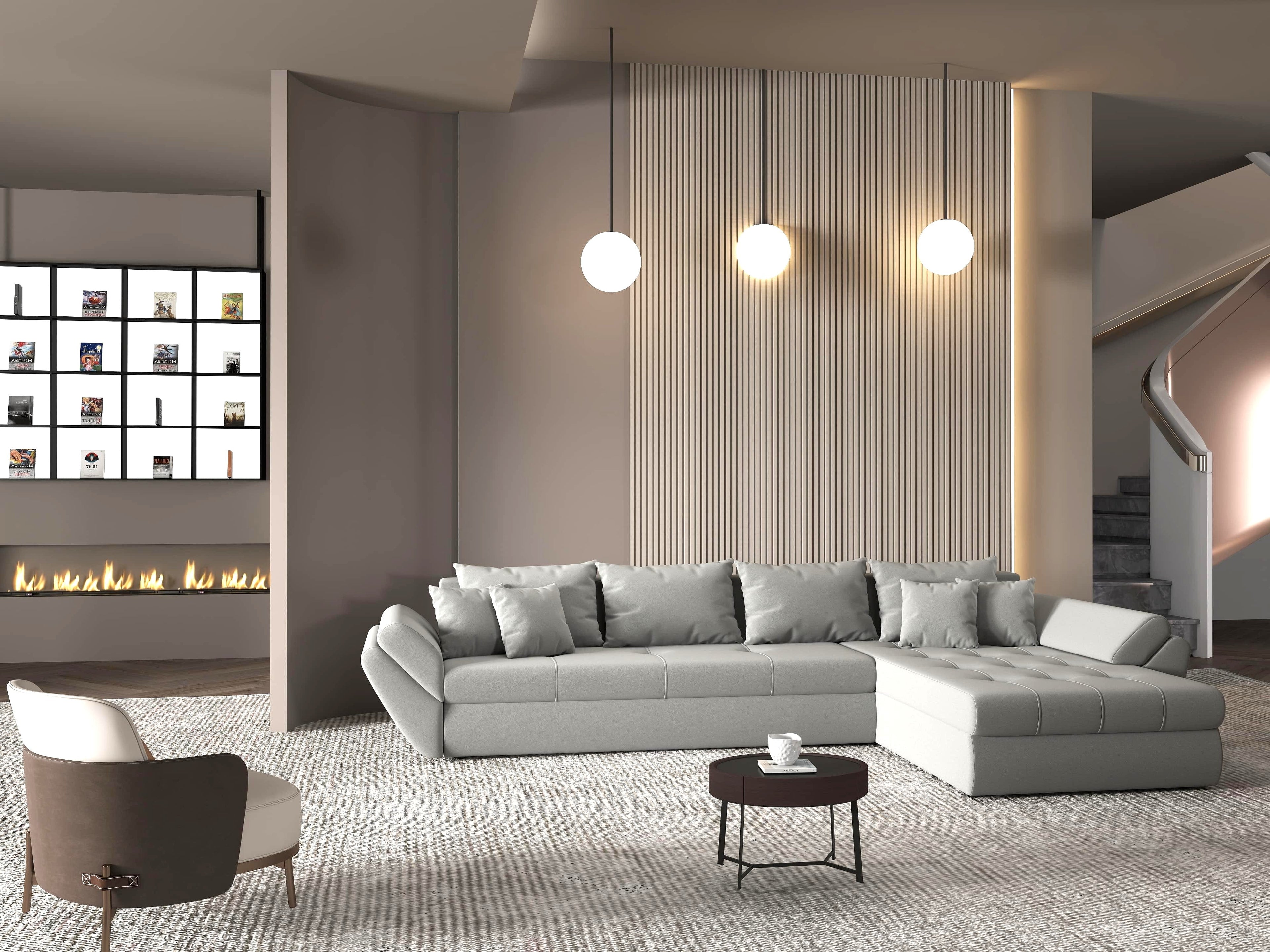 Colțar extensibil dumonde cu ladă de depozitare si sezut confortabil din spuma high-density, Loana XL Royal Antracit II 335x185 cm
