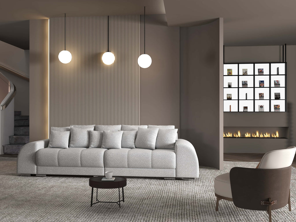 Canapea extensibilă dumonde cu 2 lăzi de depozitare si sezut confortabil din spuma high-density, Verona Euphoria Dove 310x100 cm