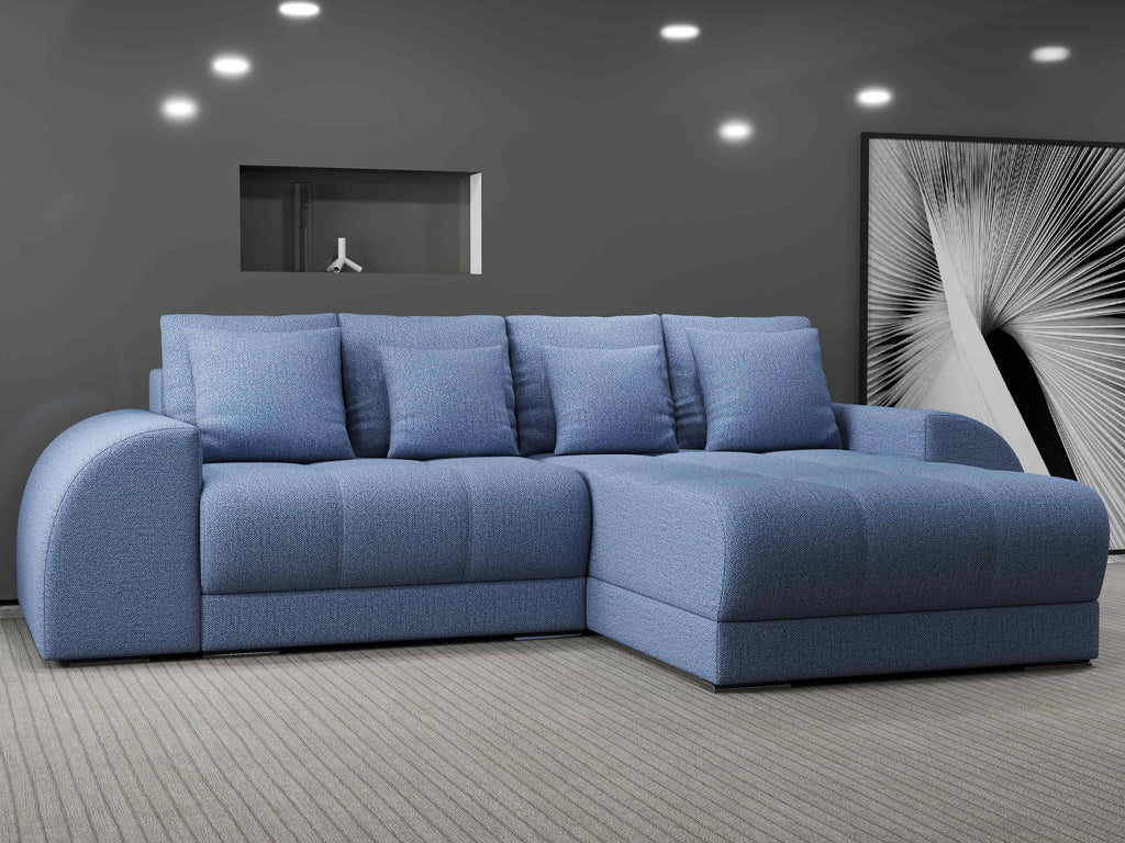 Colțar extensibil dumonde cu ladă de depozitare si sezut confortabil din spuma high-density, Verona Enjoy Albastru II 290x185 cm