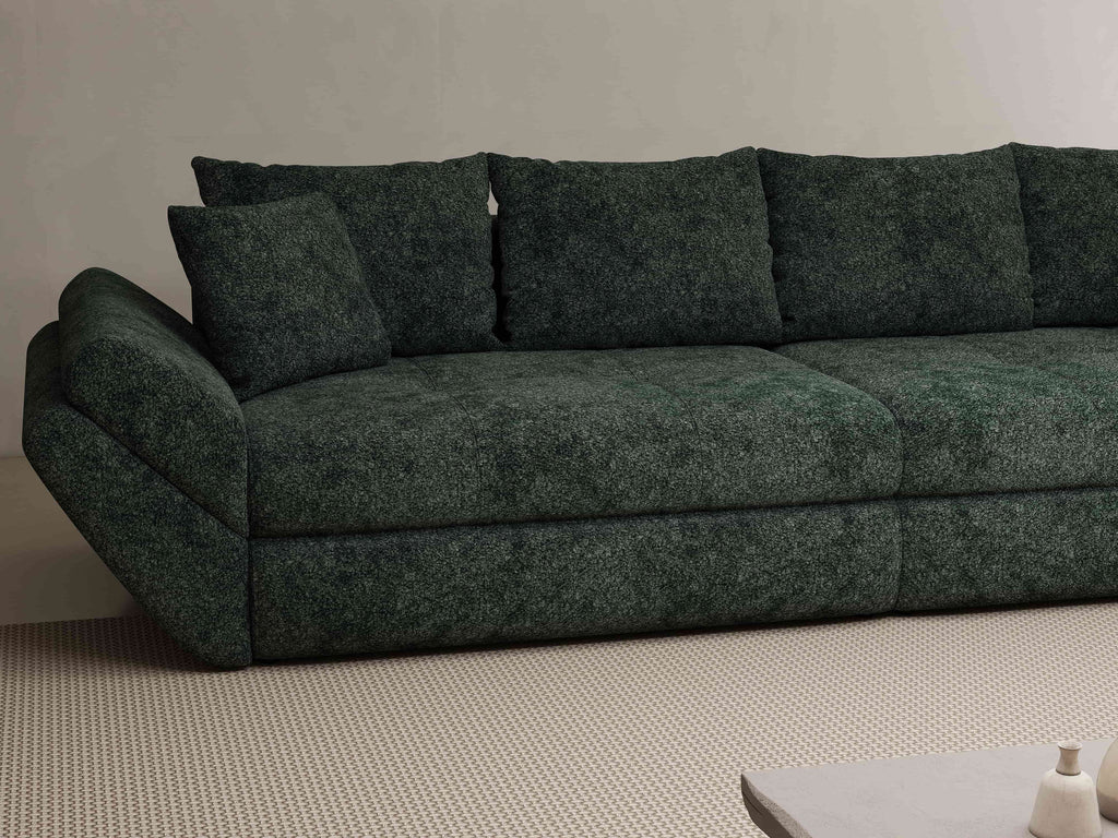 Canapea extensibilă dumonde cu ladă de depozitare si sezut confortabil din spuma high-density, Loana Euphoria Verde 300x100 cm