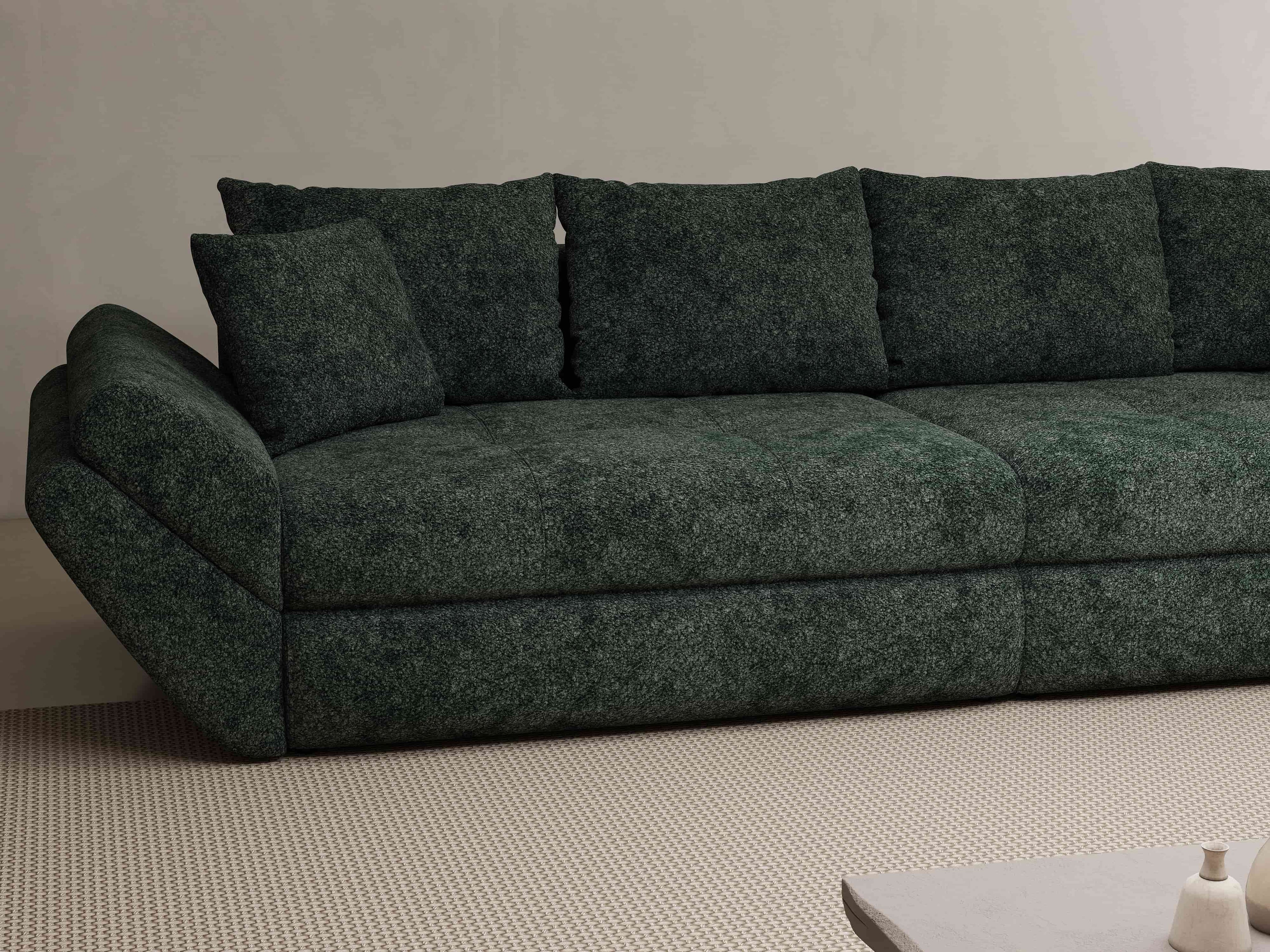 Canapea extensibilă dumonde cu ladă de depozitare si sezut confortabil din spuma high-density, Loana Euphoria Verde 300x100 cm