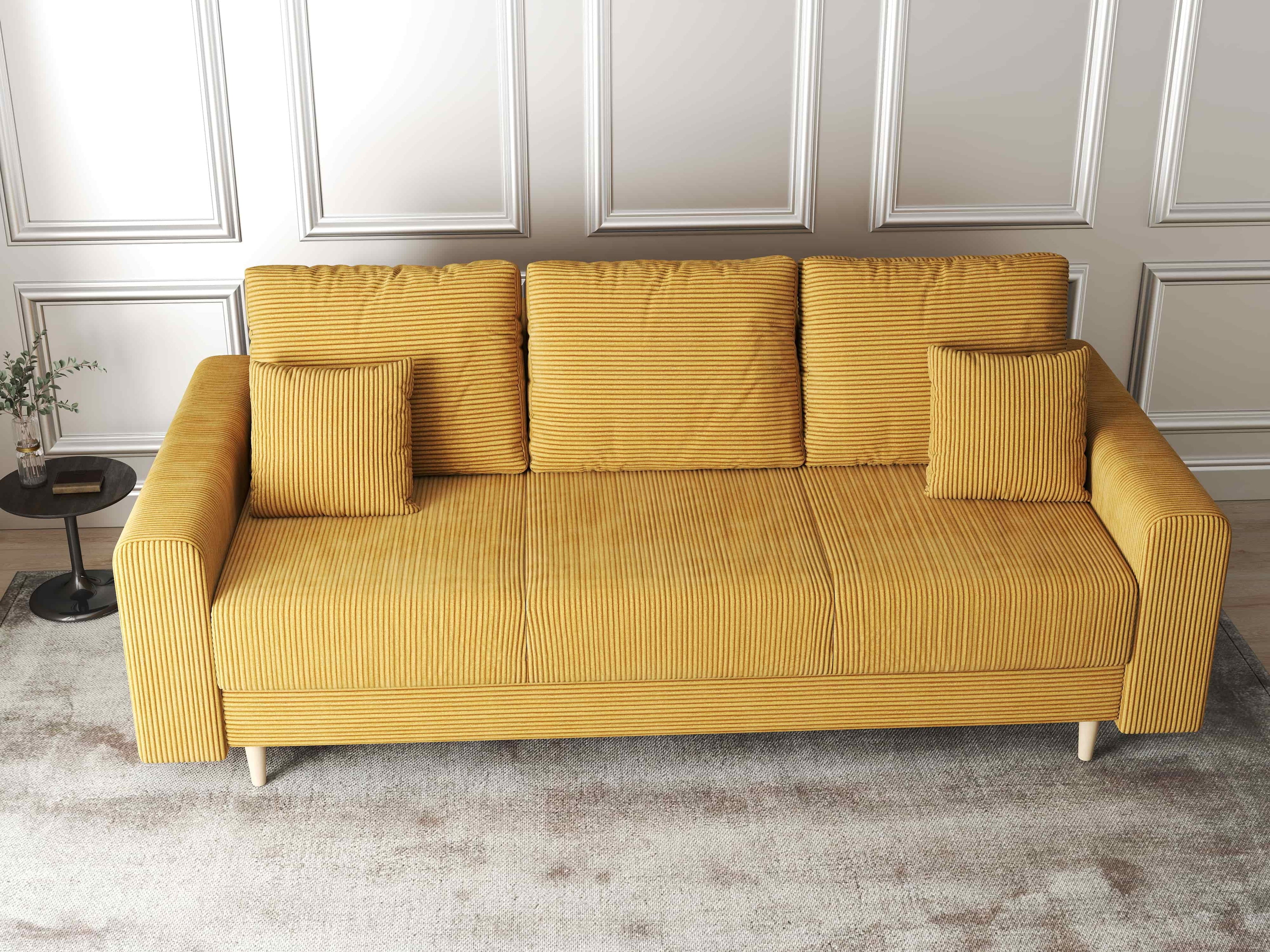 Canapea extensibilă dumonde cu ladă de depozitare si sezut confortabil din spuma high-density, Kronos Zoom Mustar 210x100 cm