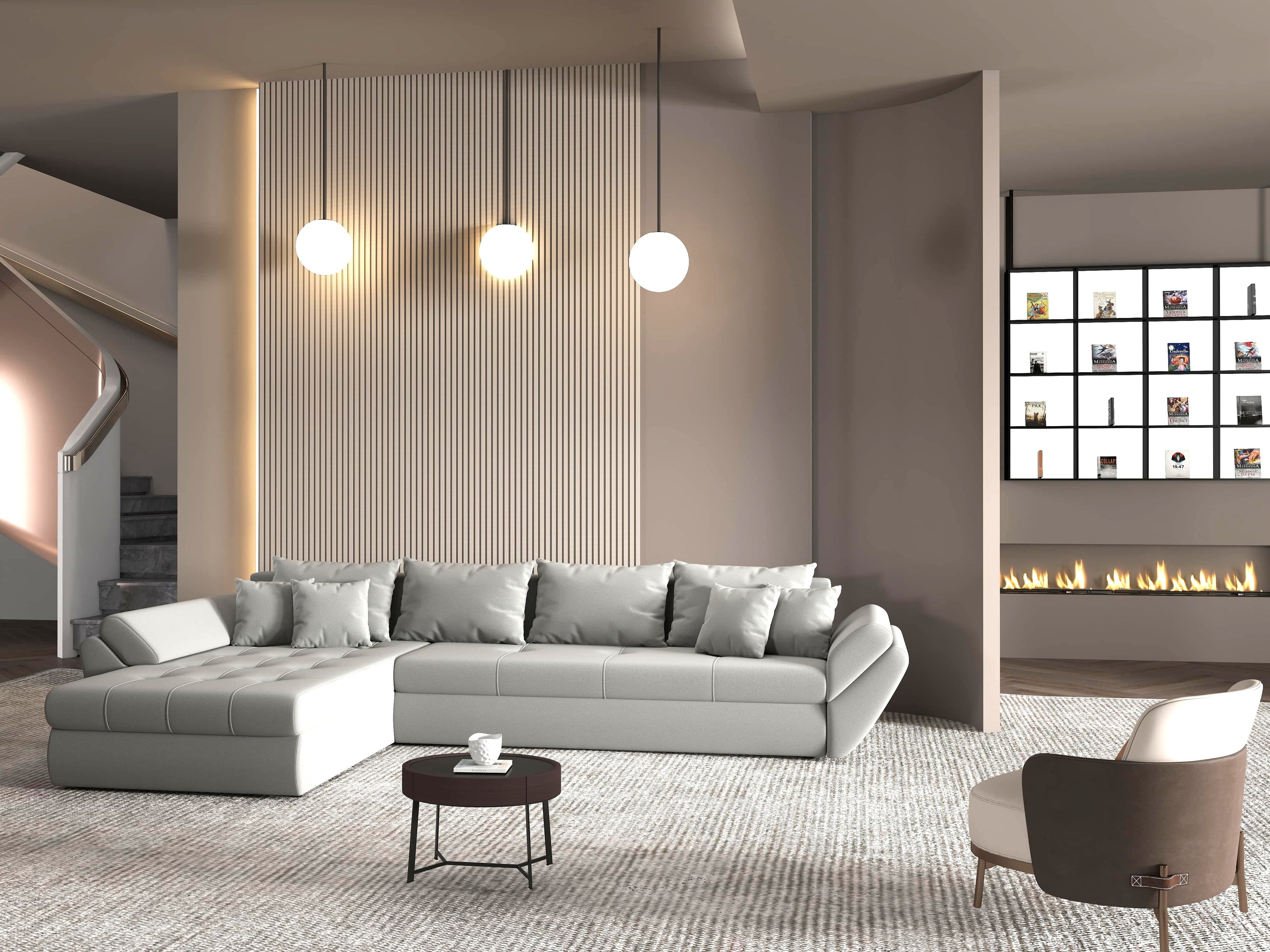 Colțar extensibil dumonde cu ladă de depozitare si sezut confortabil din spuma high-density, Loana XL Royal Antracit 335x185 cm